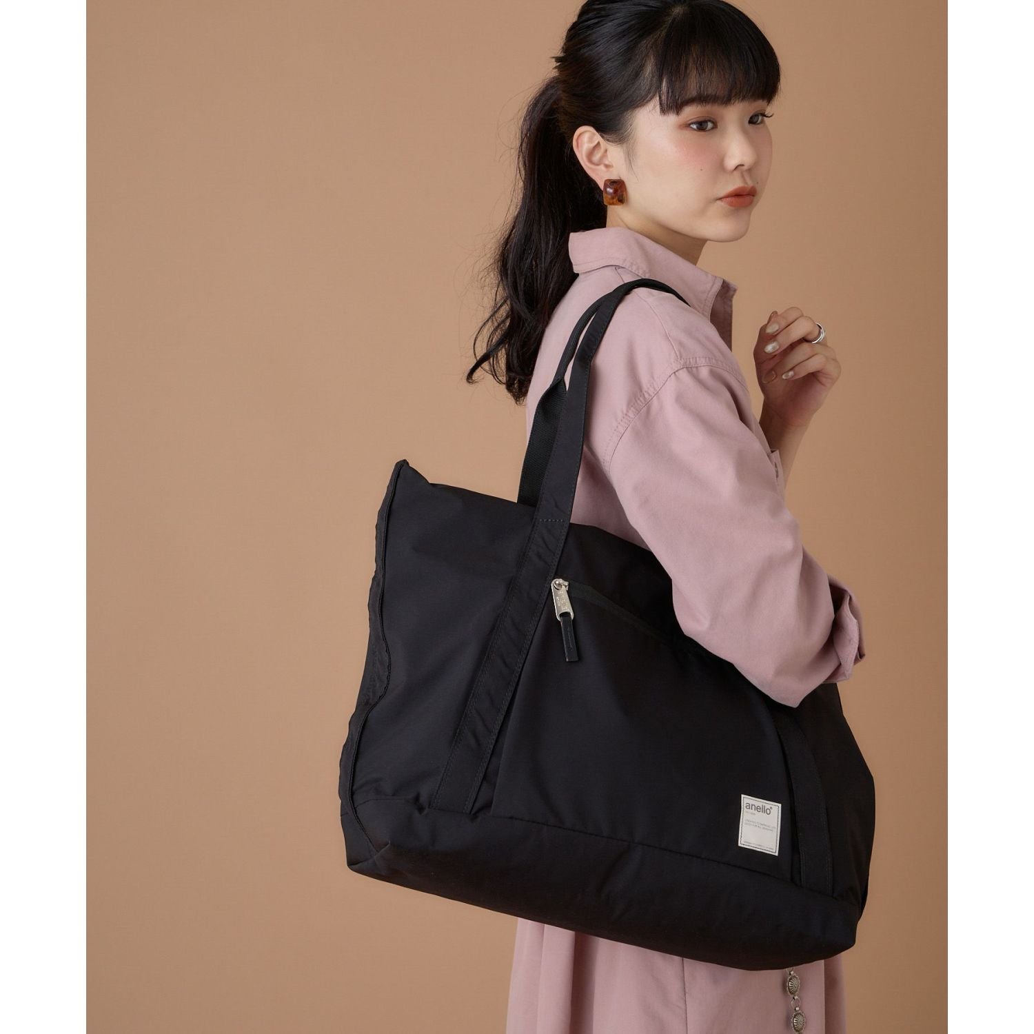 Anello Circle Tote Bag (Black)