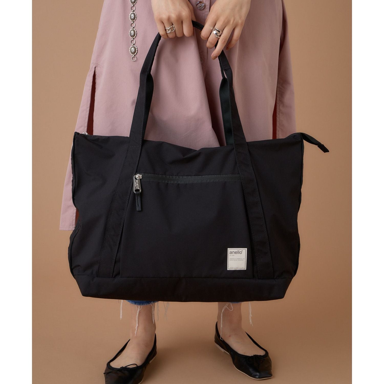 Anello Circle Tote Bag (Black)