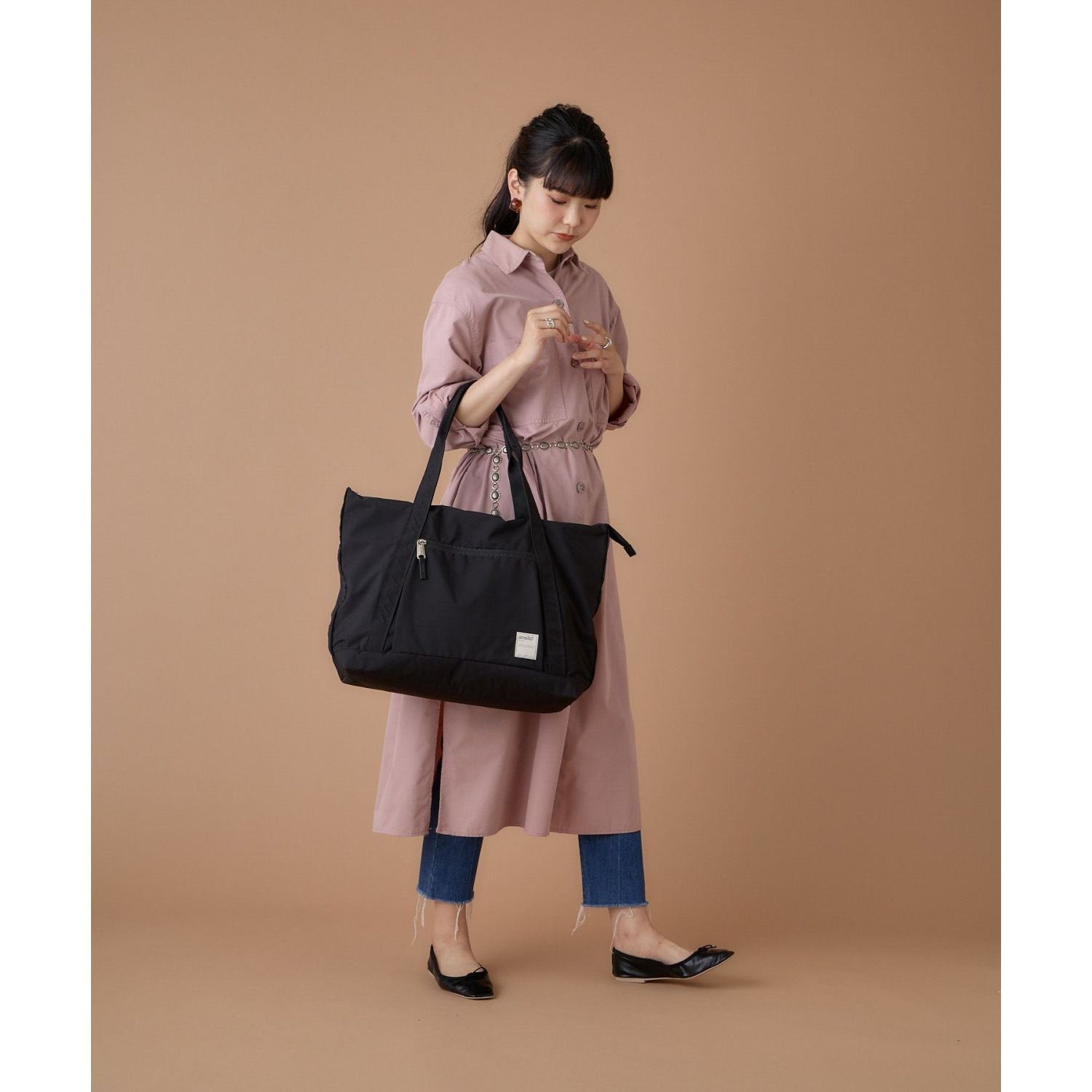 Anello Circle Tote Bag (Black)