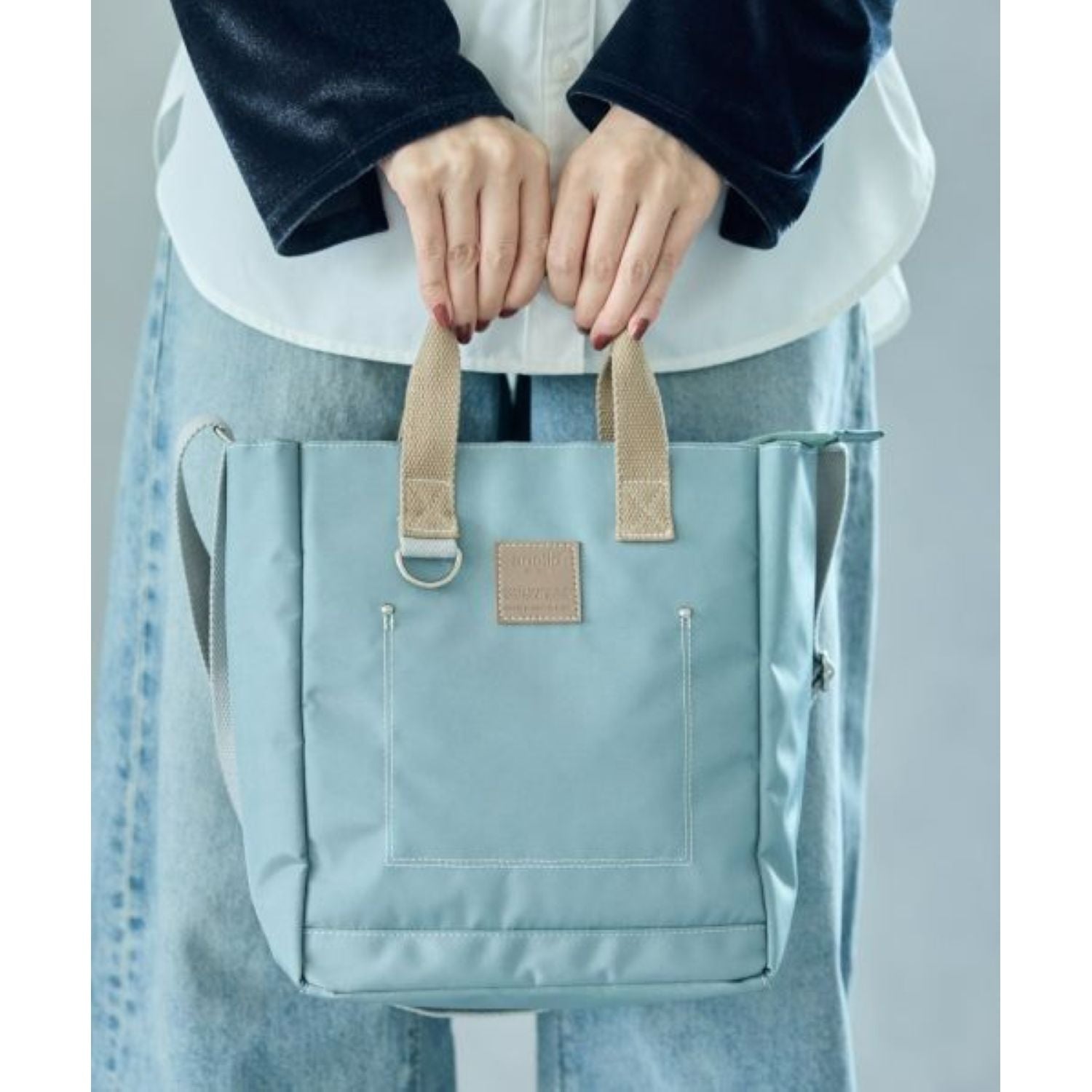 Anello Line 2Way Mini Tote Bag (Black)