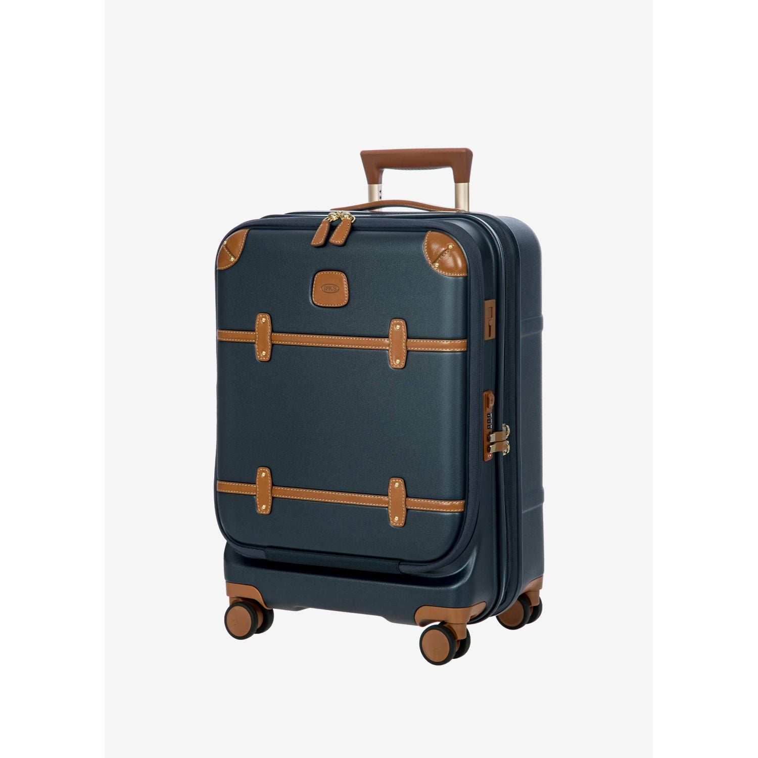 BRIC'S Bellagio 3 21" Expandable Carry-On Luggage Spinner + Pocket with USB (Blue)