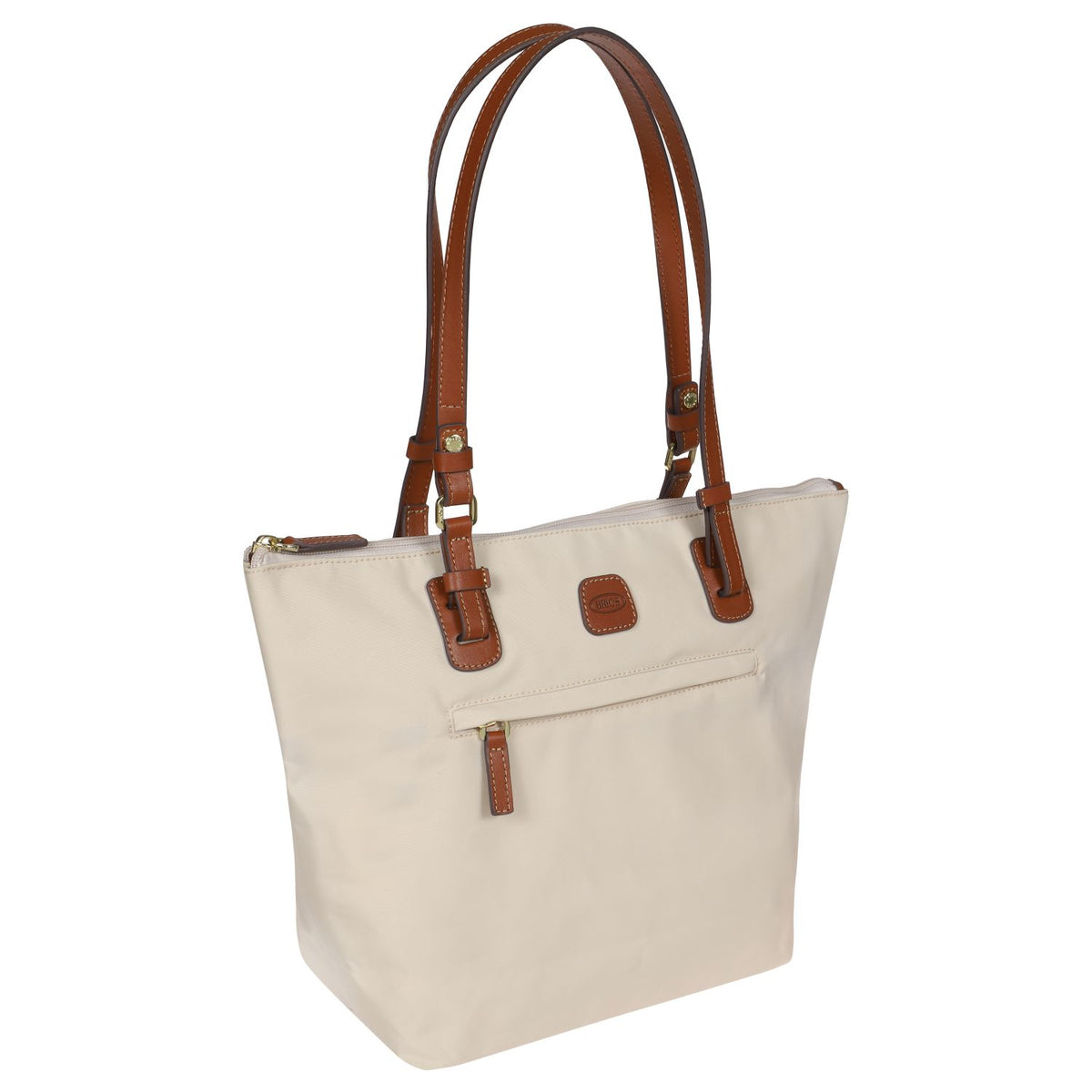 Borsa Shopper Media Bric's X-Bag - Nylon Satinato, Manici In Pelle, Bustina Interna Amovibile