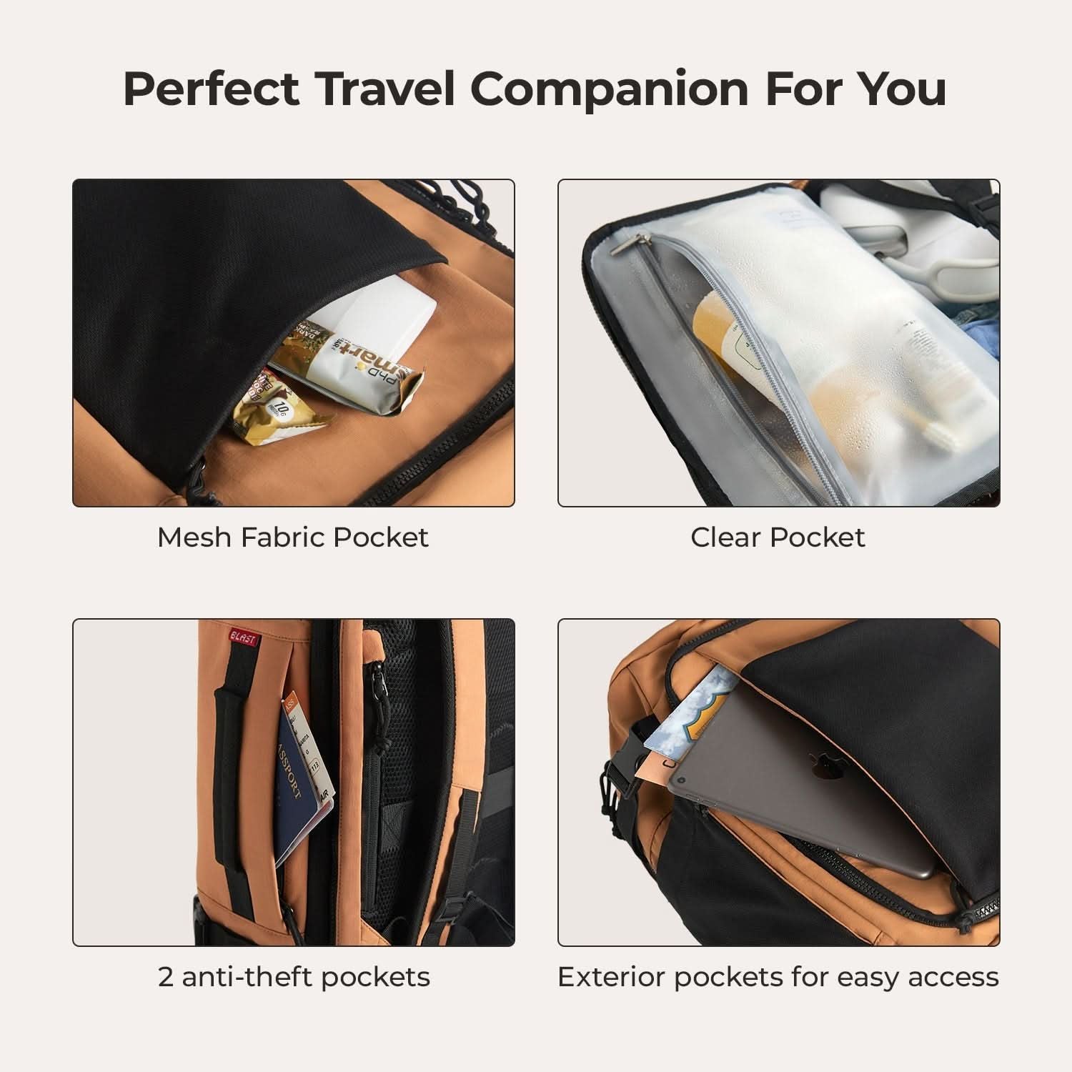 Bagsmart Blast Quick Access Carry On Expandable Travel Backpack (Brown)