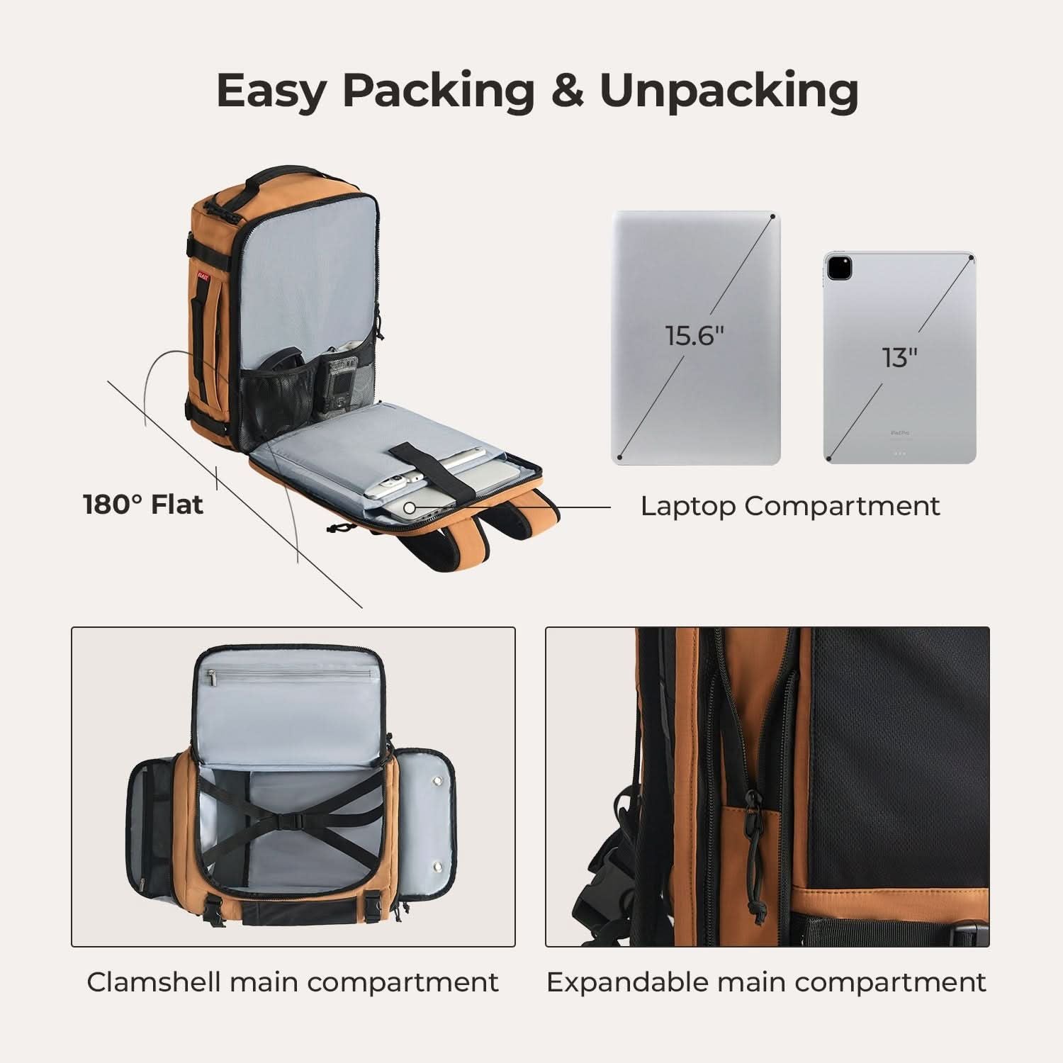 Bagsmart Blast Quick Access Carry On Expandable Travel Backpack (Brown)