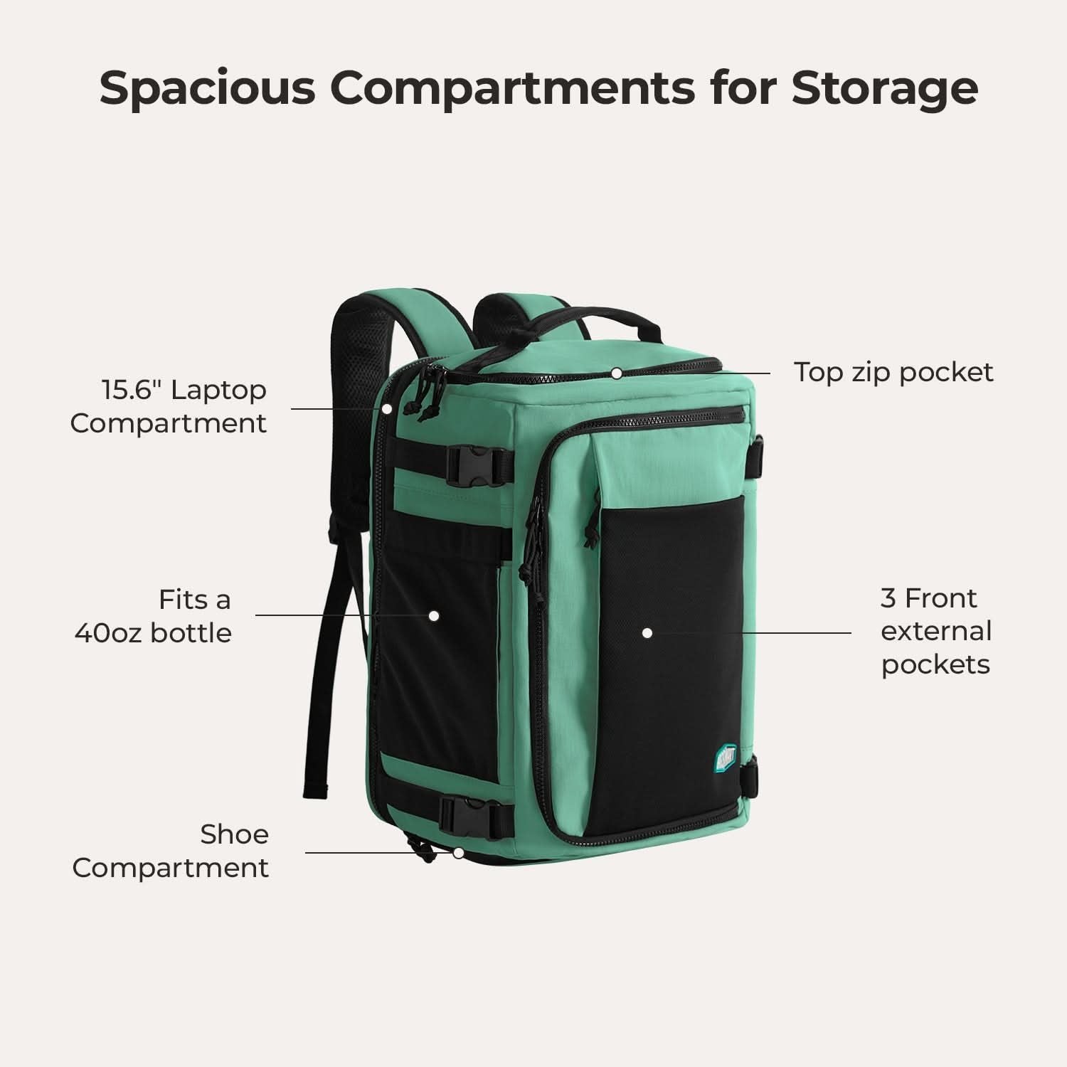 Bagsmart Blast Quick Access Carry On Expandable Travel Backpack (Green)