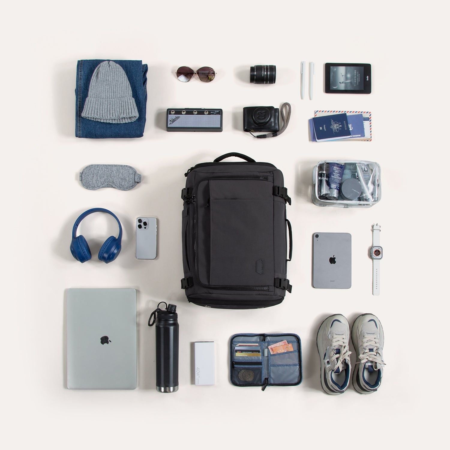 Bagsmart Blast Quick Access Carry On Travel Backpack Extended 38L (Black)