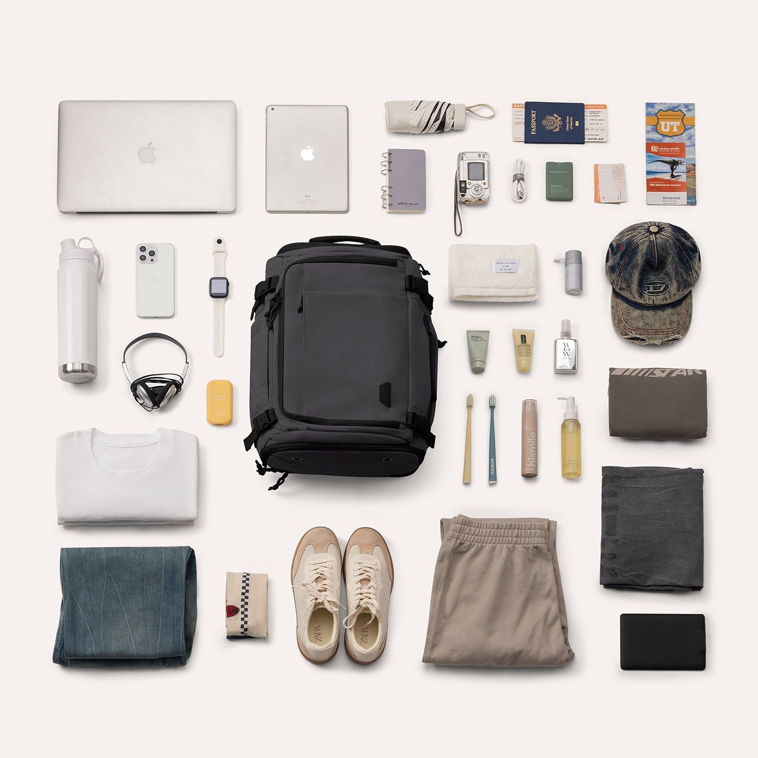 Bagsmart Blast Quick Access Carry On Travel Backpack Extended 38L (Black)