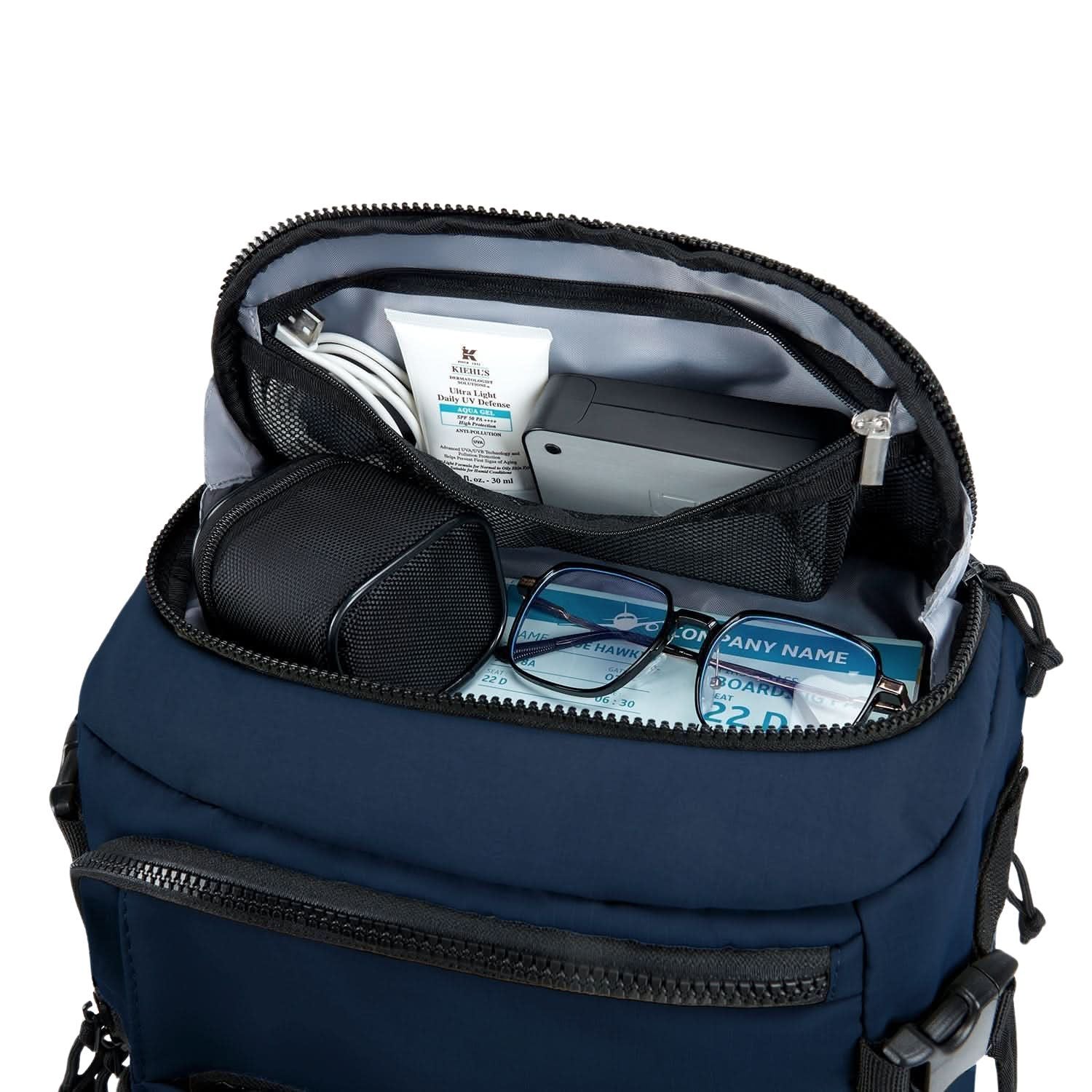 Bagsmart Blast Quick Access Carry On Travel Backpack Extended 38L (Navy Blue)