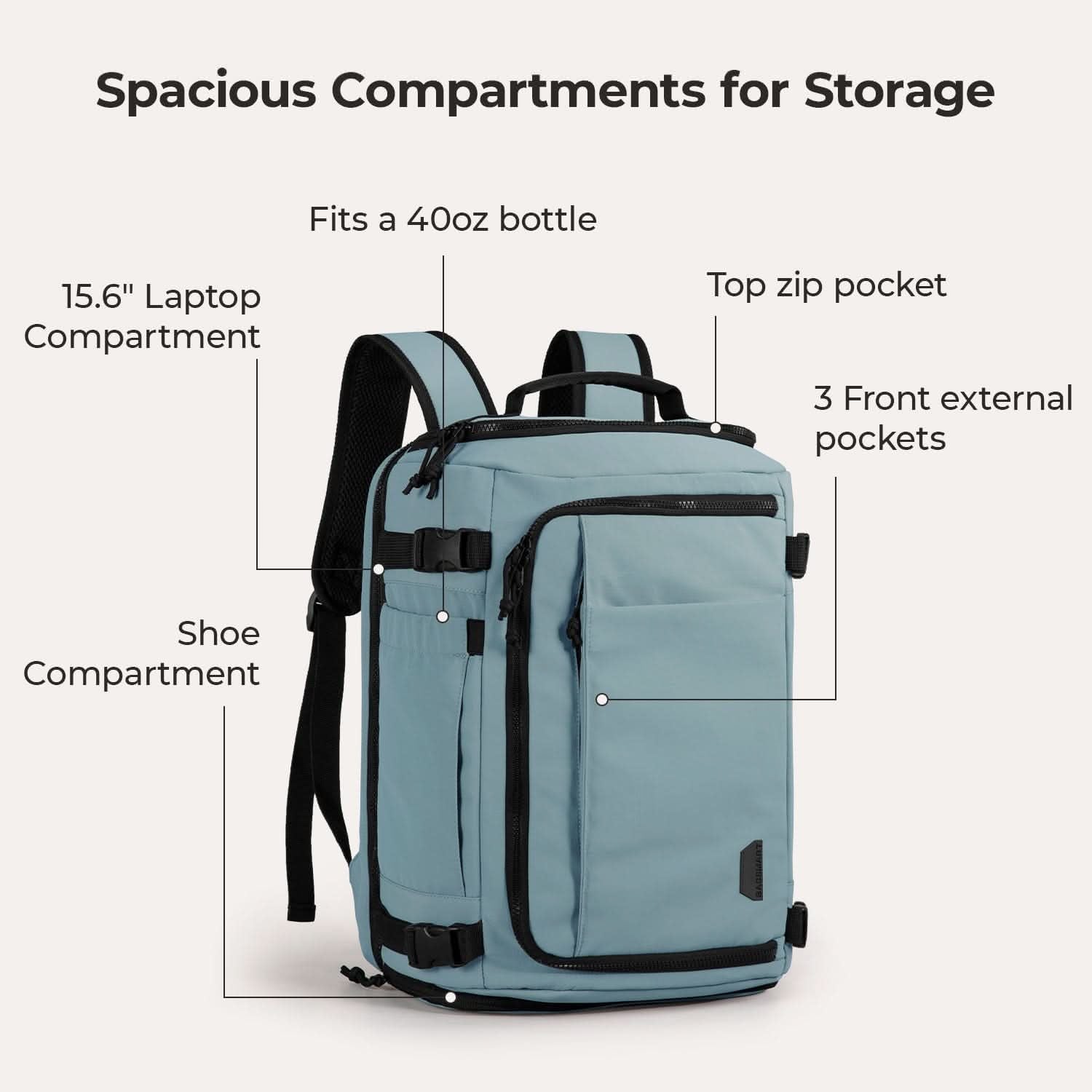 Bagsmart Blast Quick Access Carry On Travel Backpack Standard 28L (Arona)