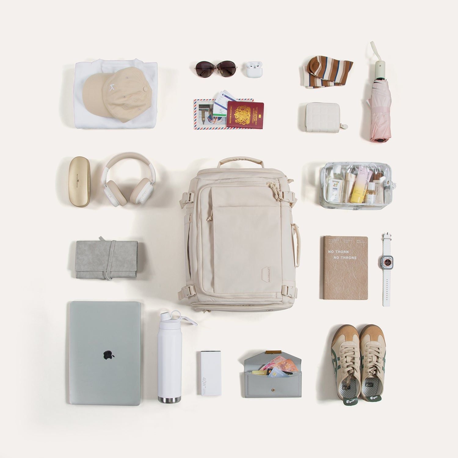 Bagsmart Blast Quick Access Carry On Travel Backpack Standard 28L (Beige)