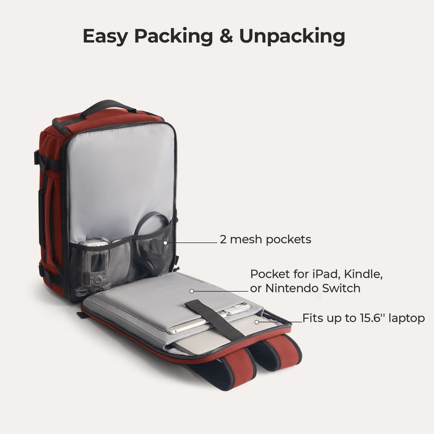 Bagsmart Blast Quick Access Carry On Travel Backpack Standard 28L (Brandy Snifter)