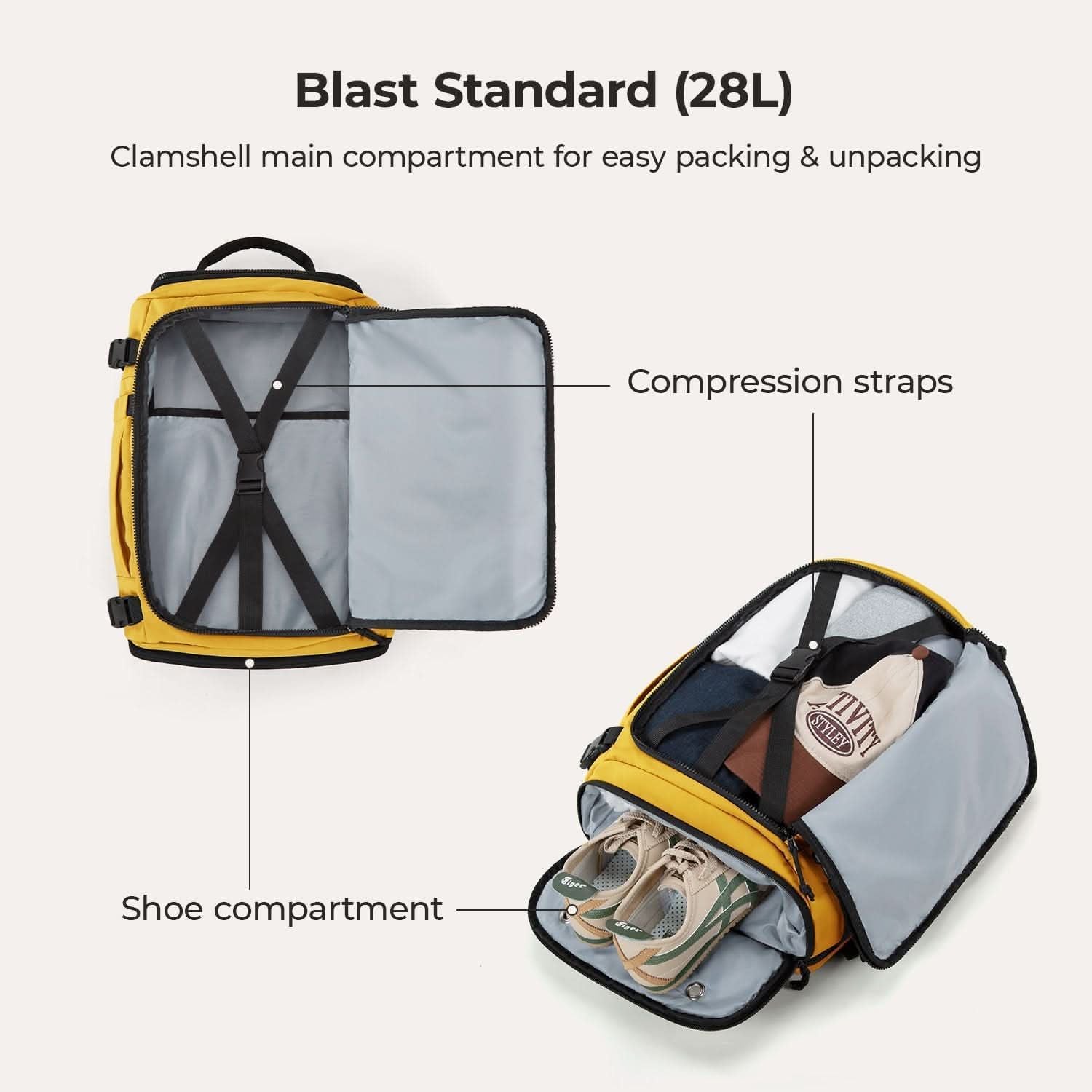 Bagsmart Blast Quick Access Carry On Travel Backpack Standard 28L (Daylily)