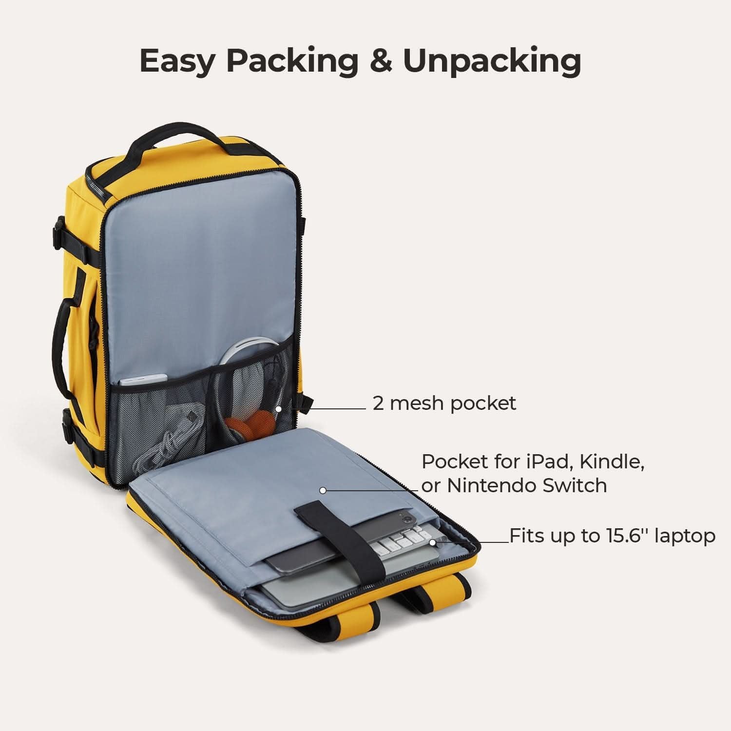 Bagsmart Blast Quick Access Carry On Travel Backpack Standard 28L (Daylily)