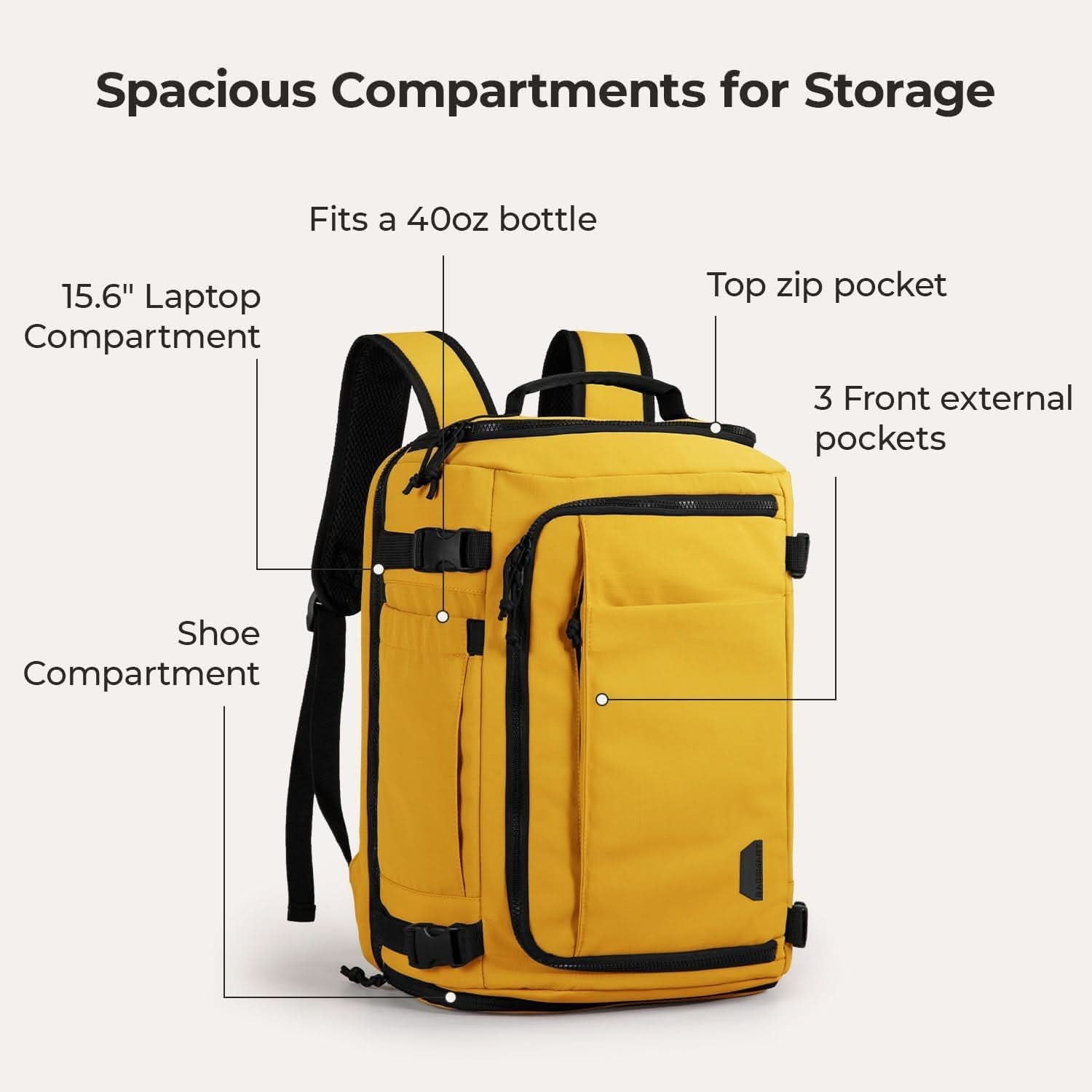 Bagsmart Blast Quick Access Carry On Travel Backpack Standard 28L (Daylily)