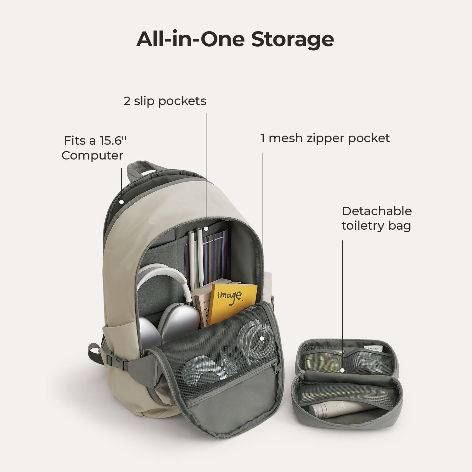 Bagsmart Soar 180 Open Clamshell Travel Backpack 25L Set (Gray)