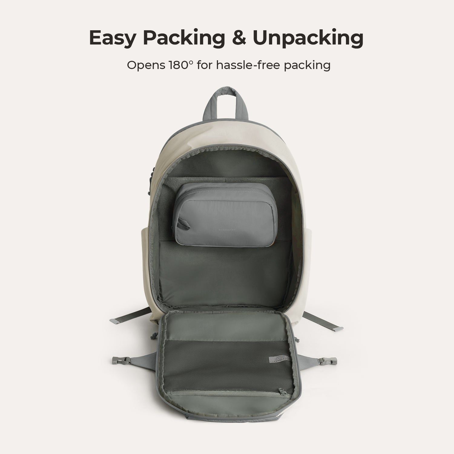 Bagsmart Soar 180 Open Clamshell Travel Backpack 25L Set (Gray)