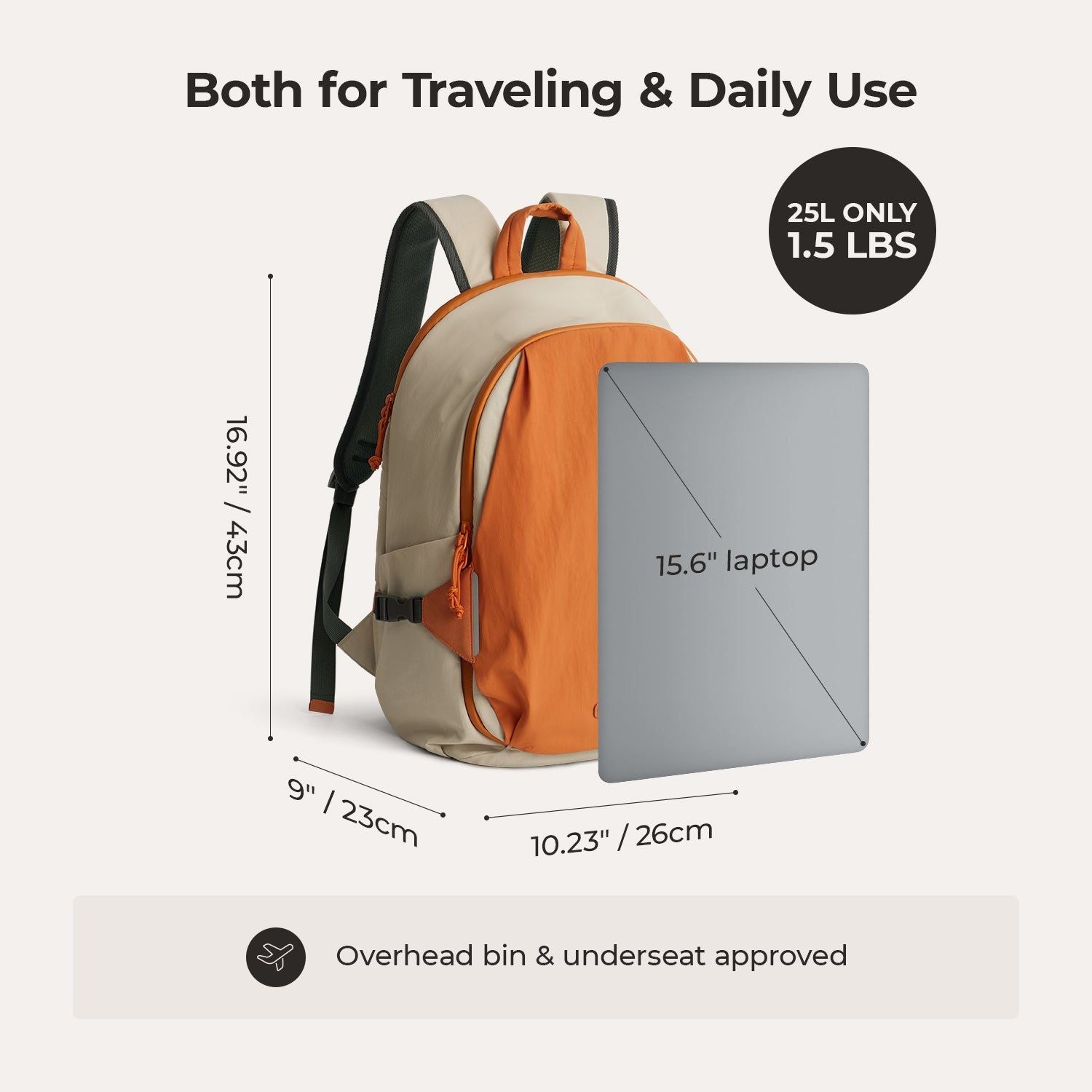 Bagsmart Soar 180 Open Clamshell Travel Backpack 25L Set (Orange)