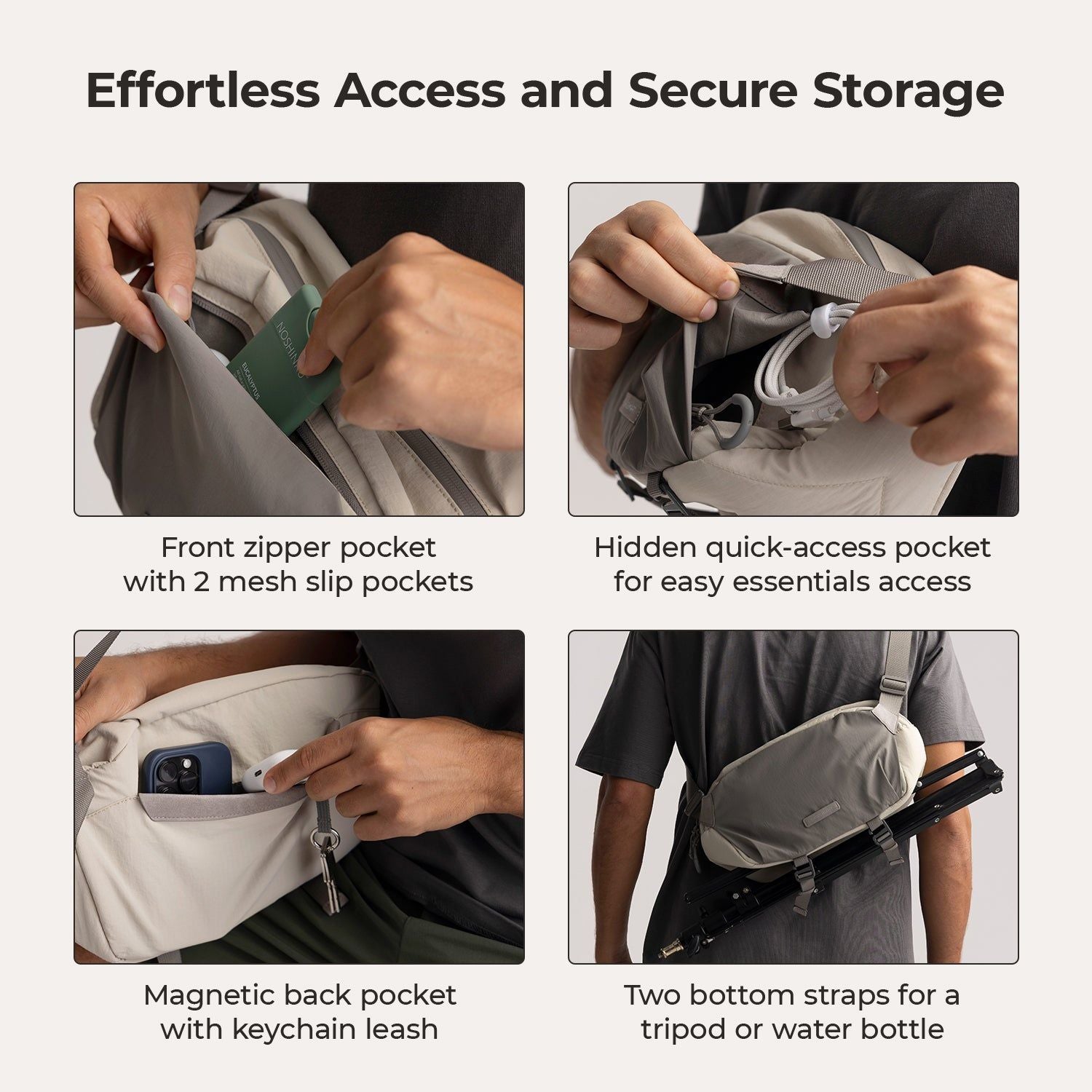 Bagsmart Soar Camera Sling Bag With Tripod Holder 6L (Gray)