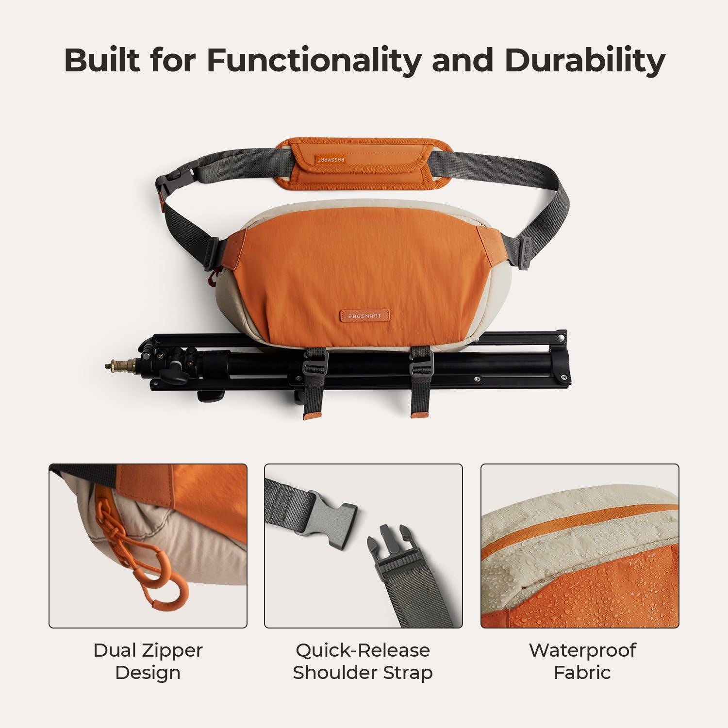Bagsmart Soar Camera Sling Bag With Tripod Holder 6L (Orange)