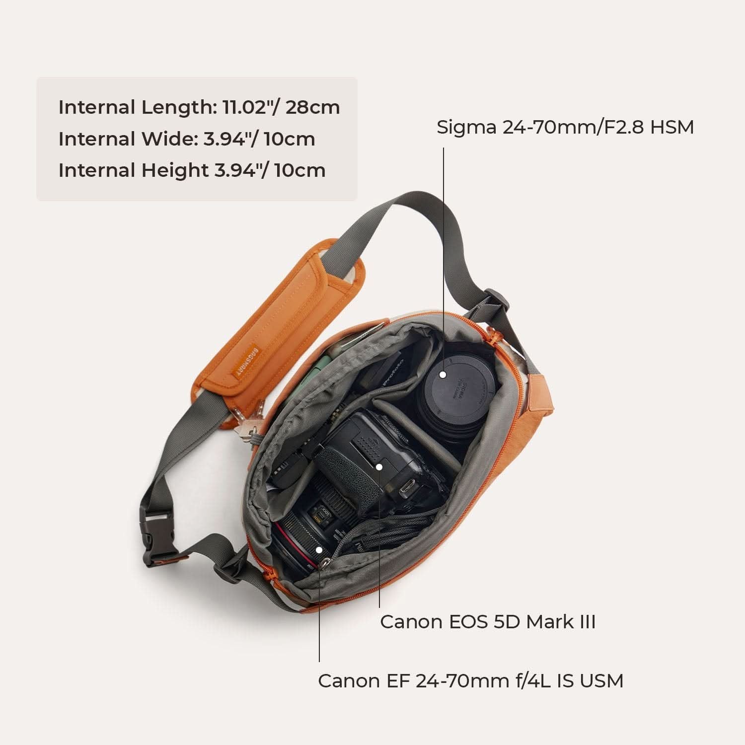 Bagsmart Soar Camera Sling Bag With Tripod Holder 6L (Orange)