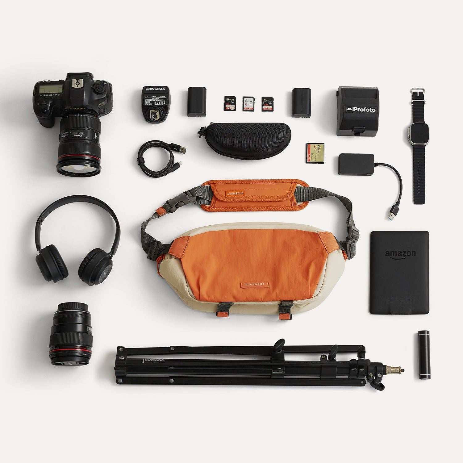 Bagsmart Soar Camera Sling Bag With Tripod Holder 6L (Orange)