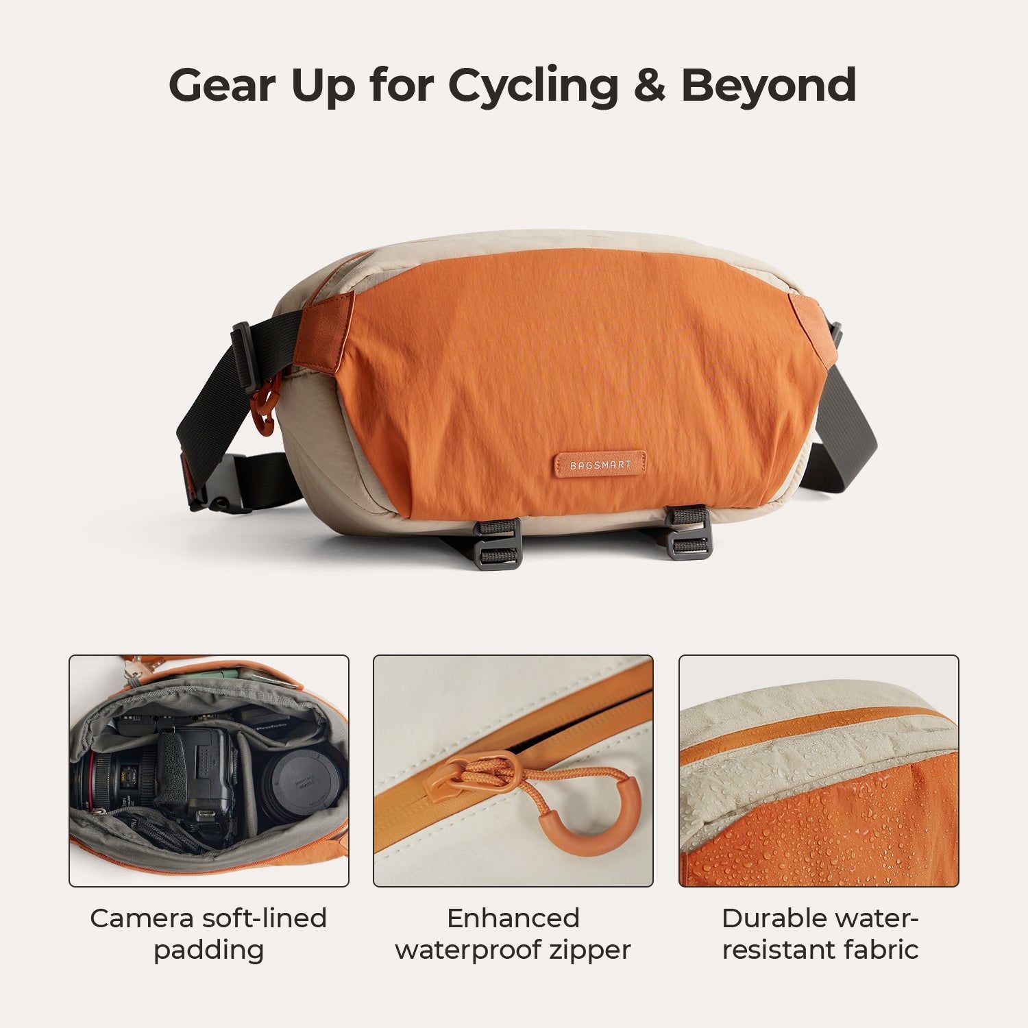 Bagsmart Soar Camera Sling Bag With Tripod Holder 6L (Orange)
