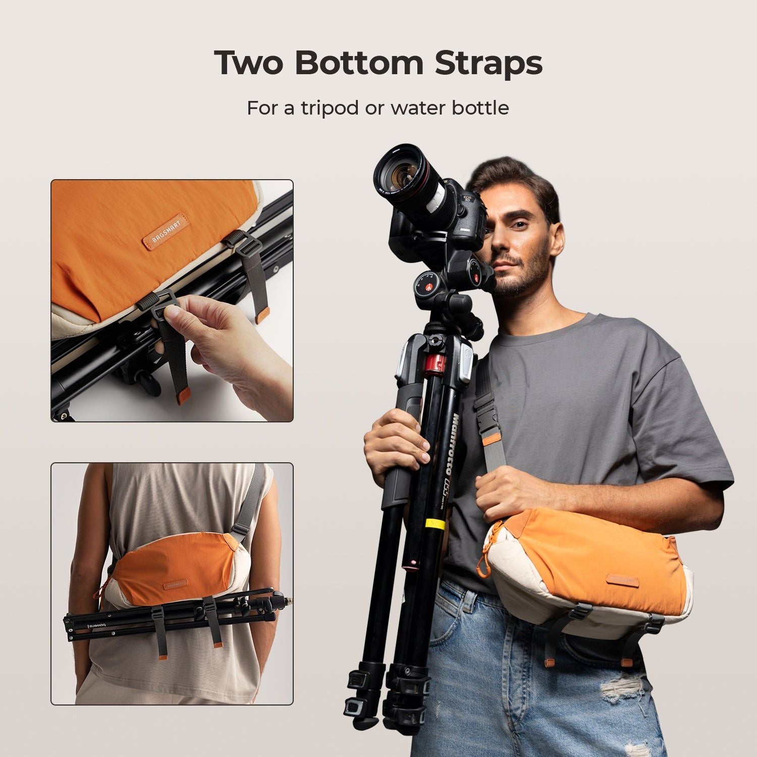 Bagsmart Soar Camera Sling Bag With Tripod Holder 6L (Orange)