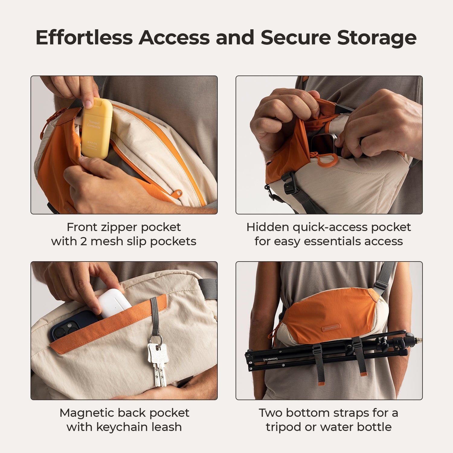 Bagsmart Soar Camera Sling Bag With Tripod Holder 6L (Orange)