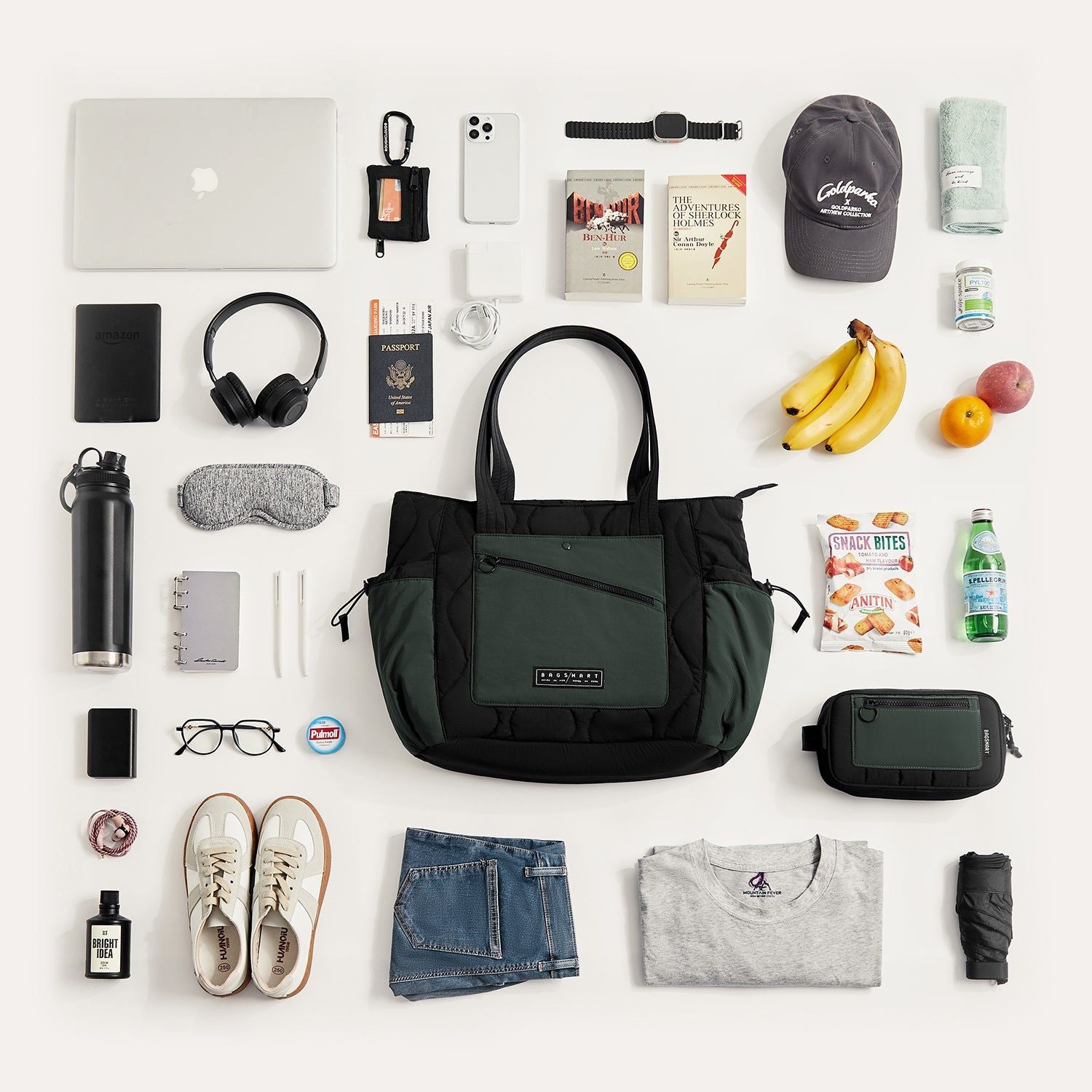 Bagsmart Vega Featherlight Tote Bag 23L (Black)