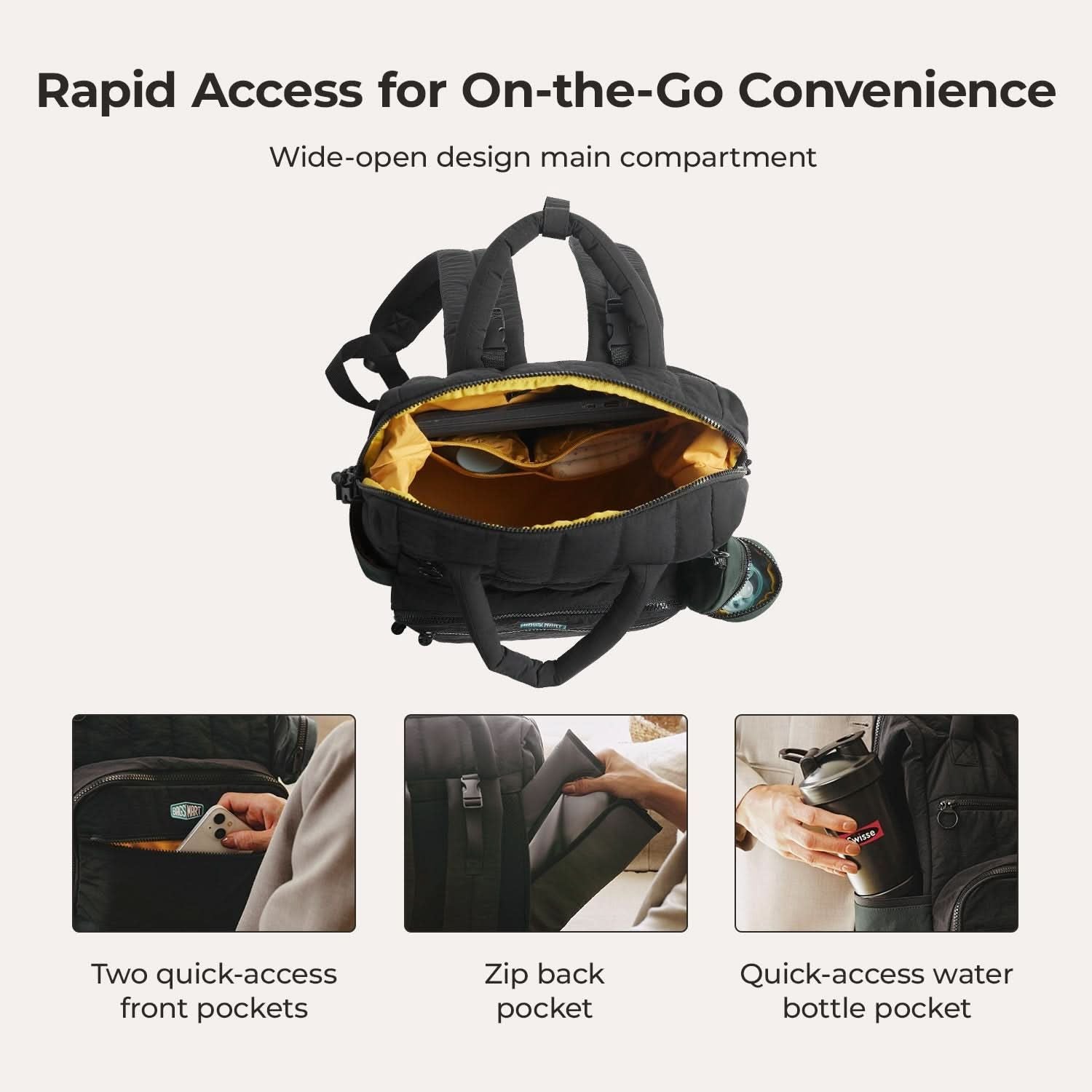 Bagsmart Walker Featherlight Travel Diaper Backpack 25L (Black)