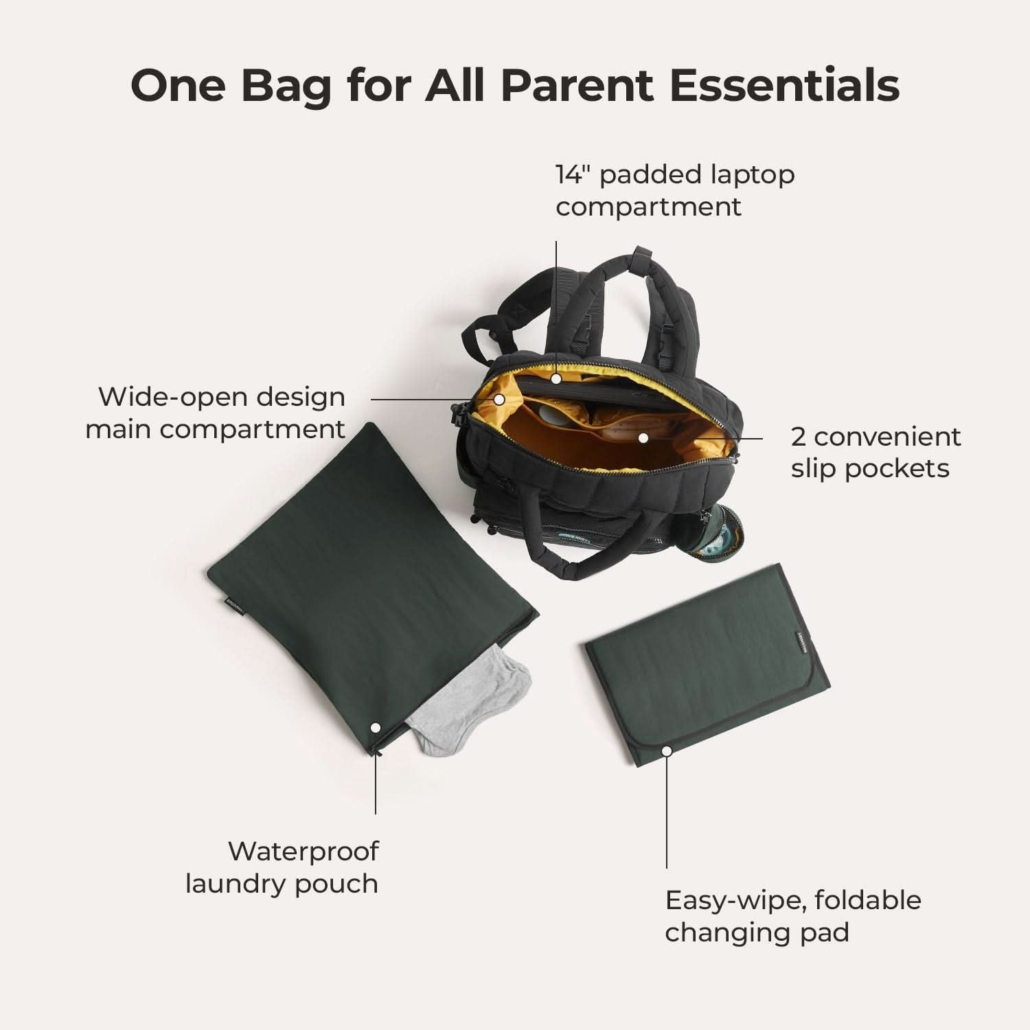 Bagsmart Walker Featherlight Travel Diaper Backpack 25L (Black)