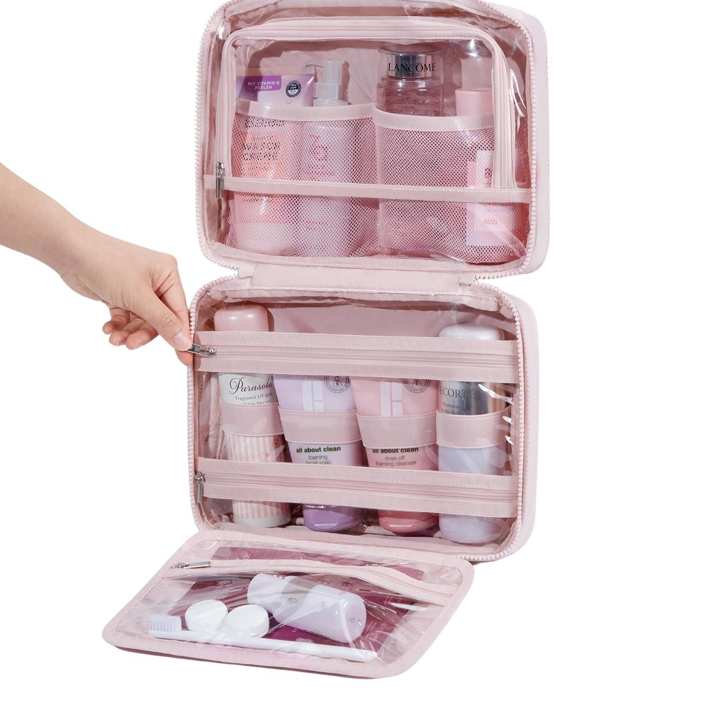 Bagsmart Zora Spacesaver Puffy Multi-Functional Toiletry Bag Medium (Pink)