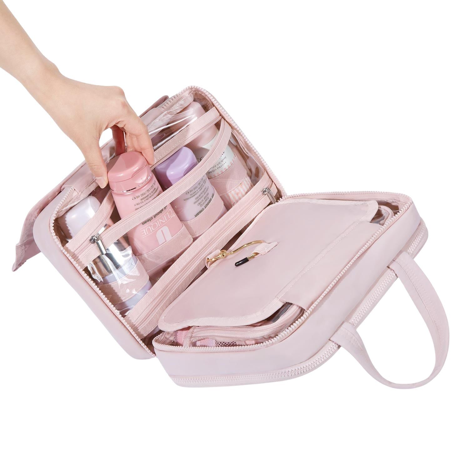 Bagsmart Zora Spacesaver Puffy Multi-Functional Toiletry Bag Medium (Pink)