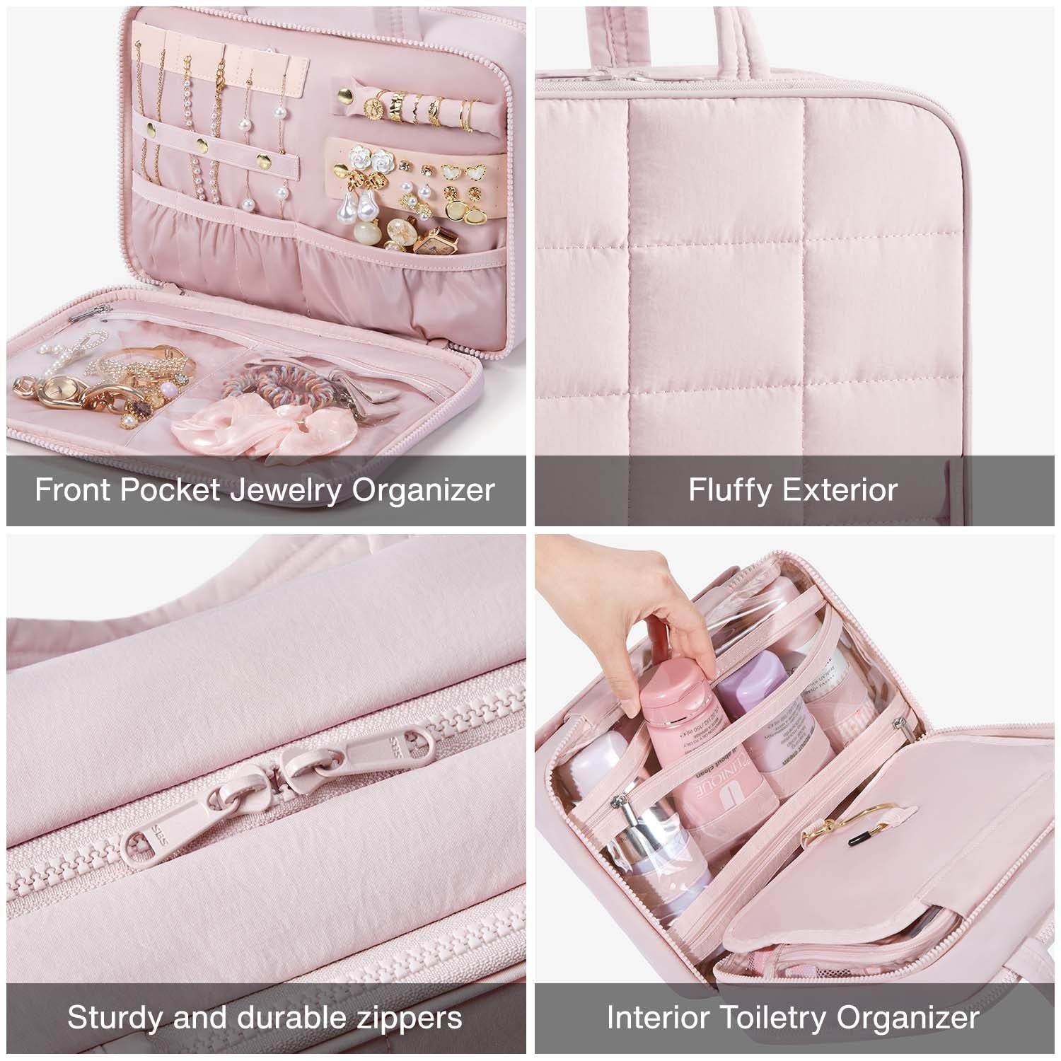 Bagsmart Zora Spacesaver Puffy Multi-Functional Toiletry Bag Medium (Pink)