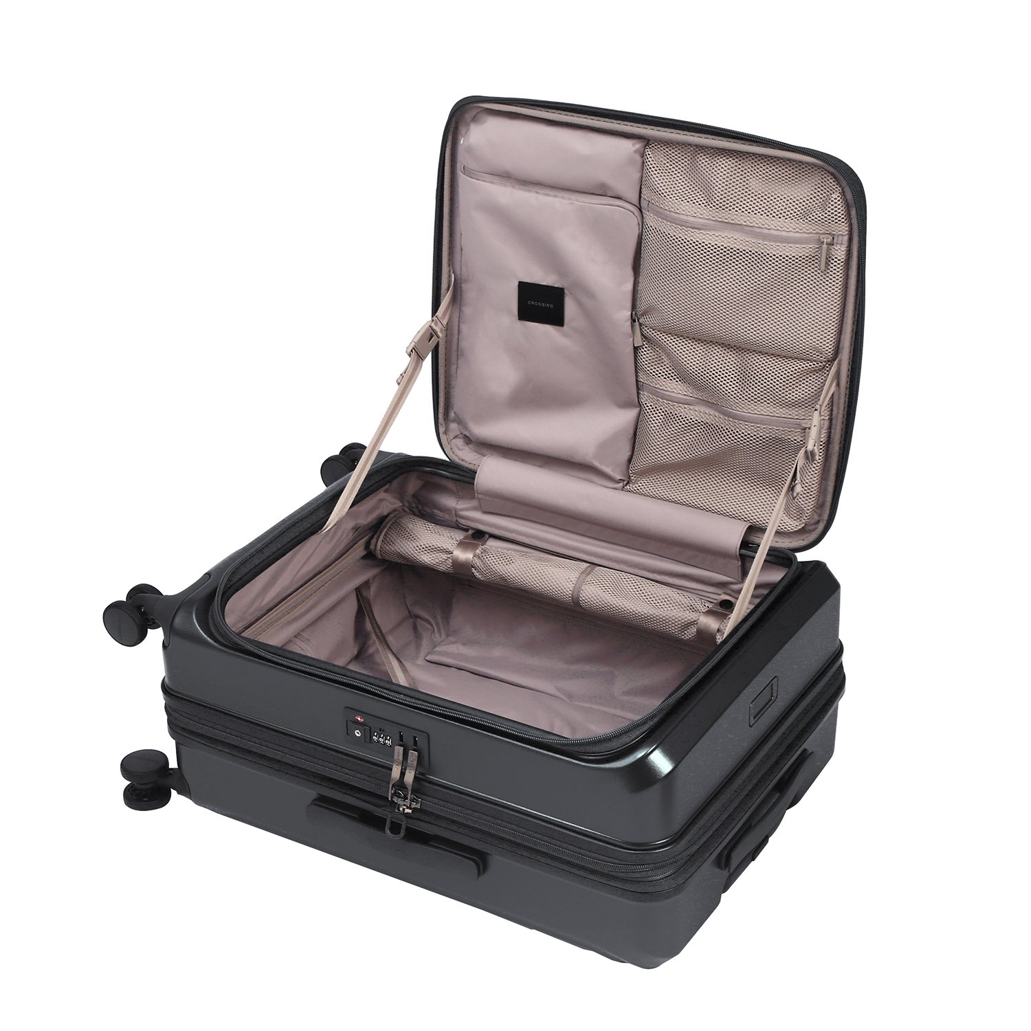CROSSING INVI 25" Medium Expandable Luggage With Front & Middle Access V3 - Black