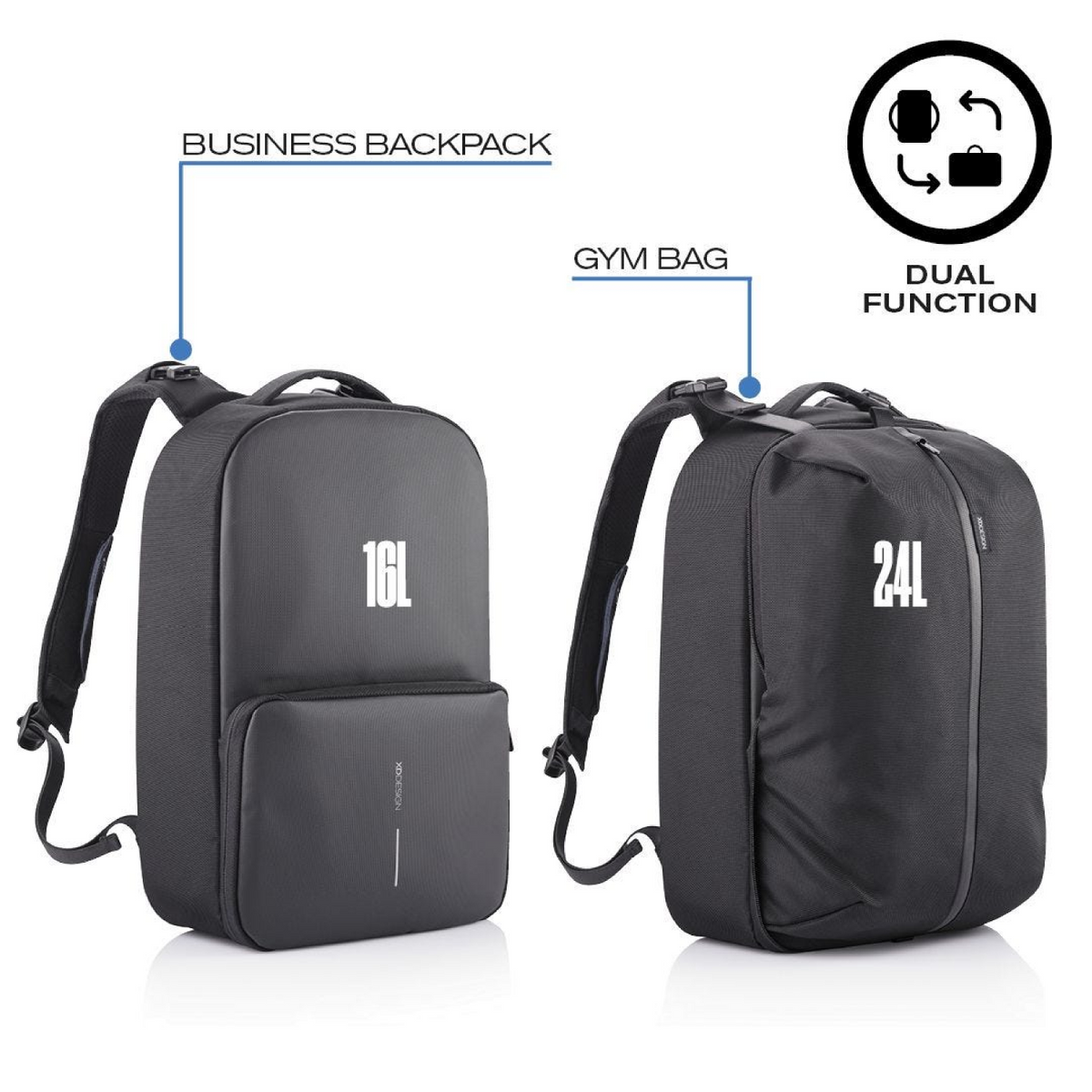 Bobby Flex Gym Bag Backpack - Black | The Planet Traveller