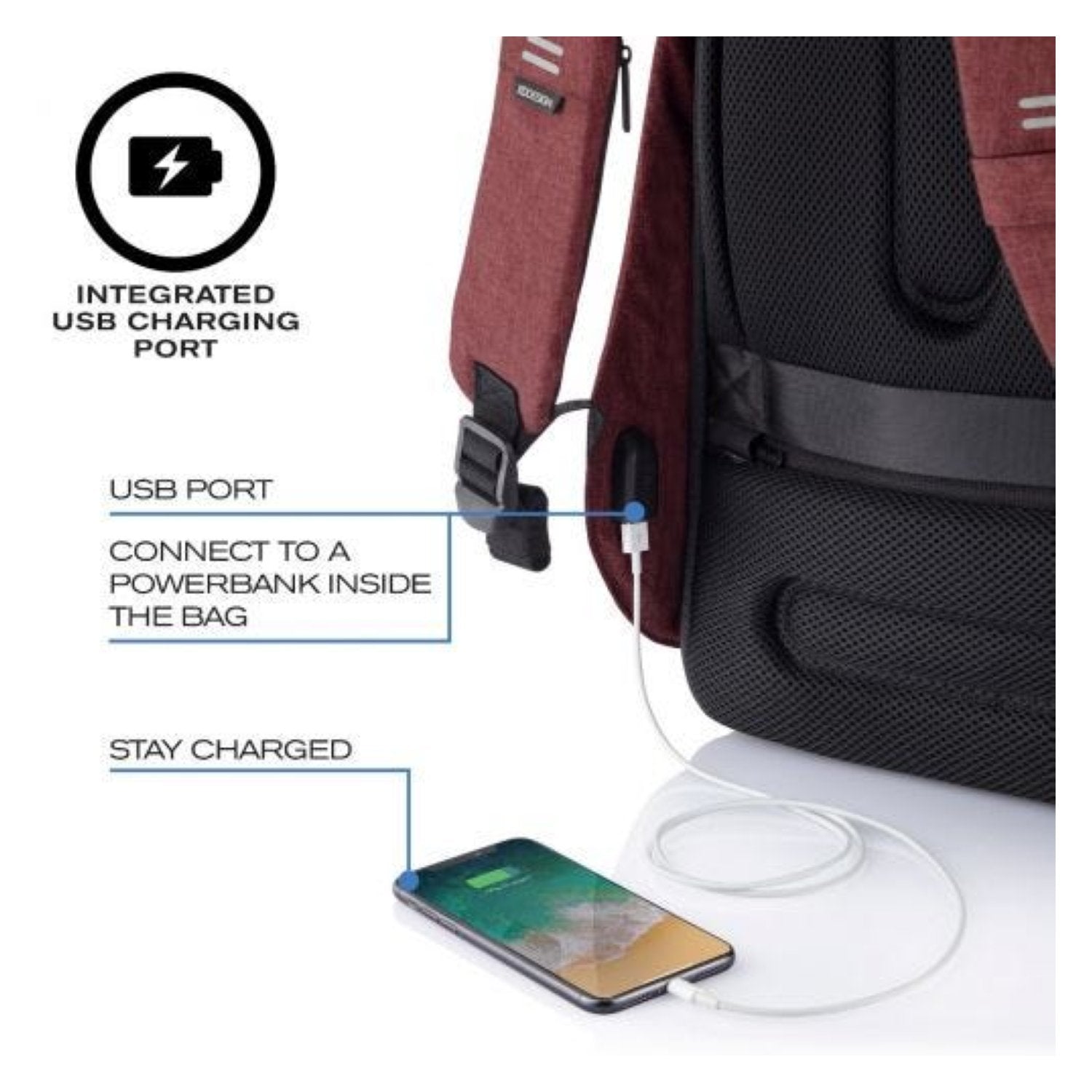 Bobby Hero Small Anti-Theft Backpack - Red
