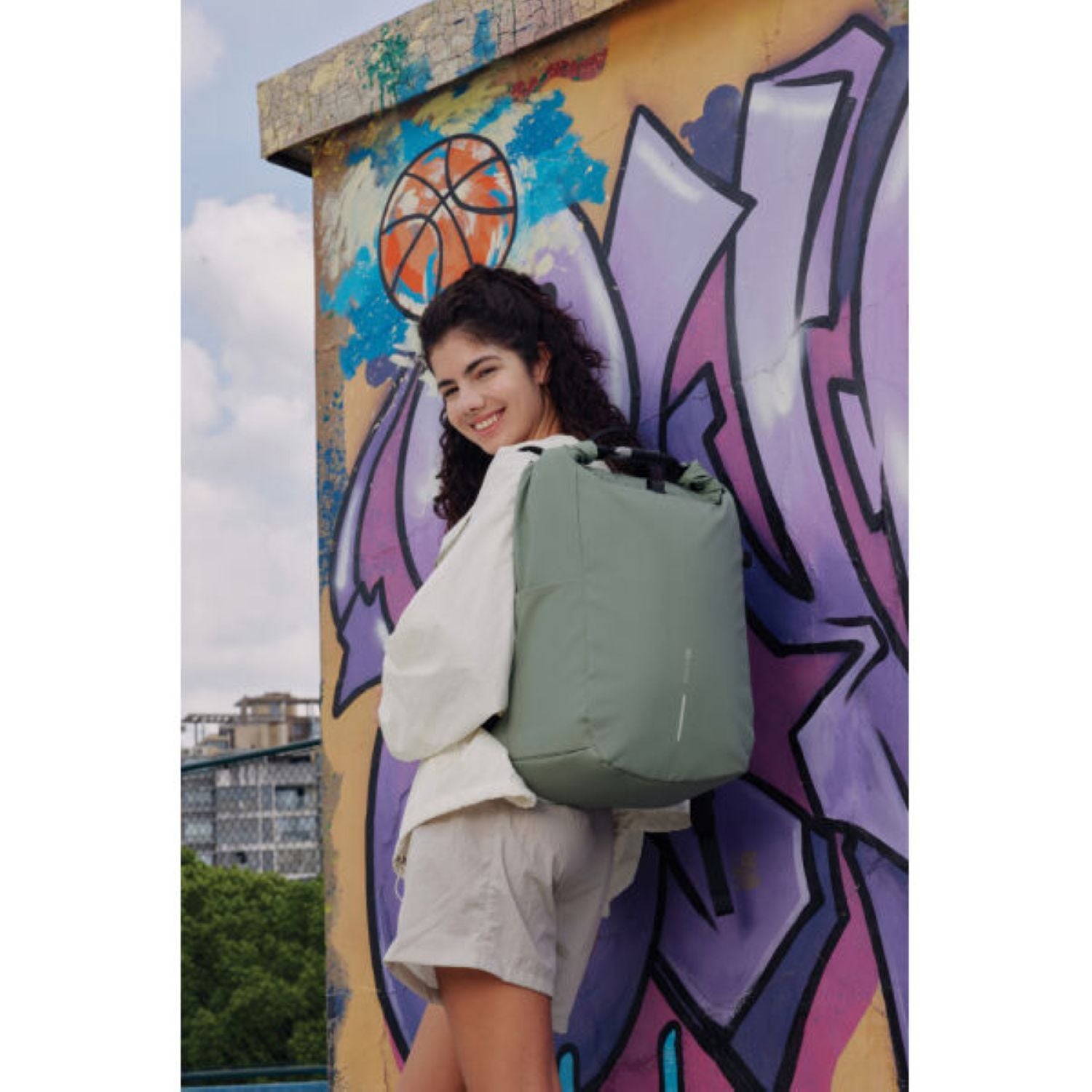 Bobby XD Design Urban Water Resistant Anti-Theft Backpack 20L To 26L - Sage Blue