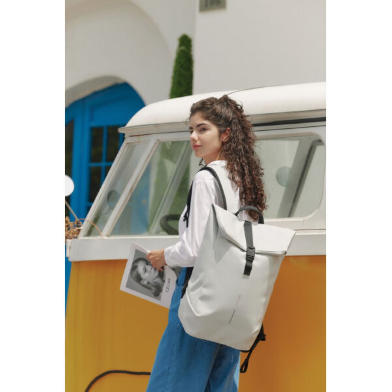 Bobby XD Design Urban Water Resistant Flap-Top Backpack 18L To 23L - Off White