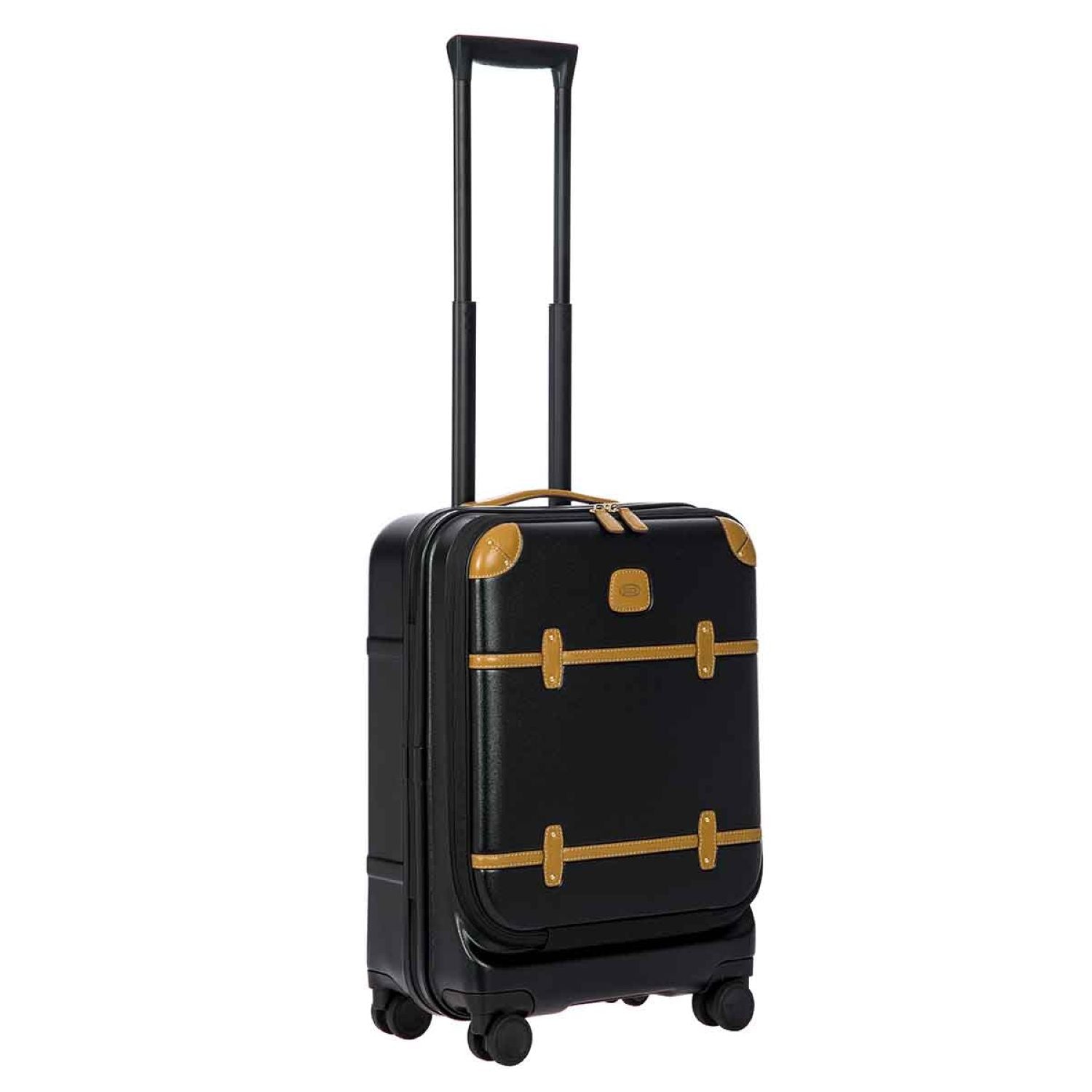 BRIC'S Bellagio 2 21" Carry-On Luggage With Front Access Opening Spinner And Pocket With USB (Black/Tobacco)