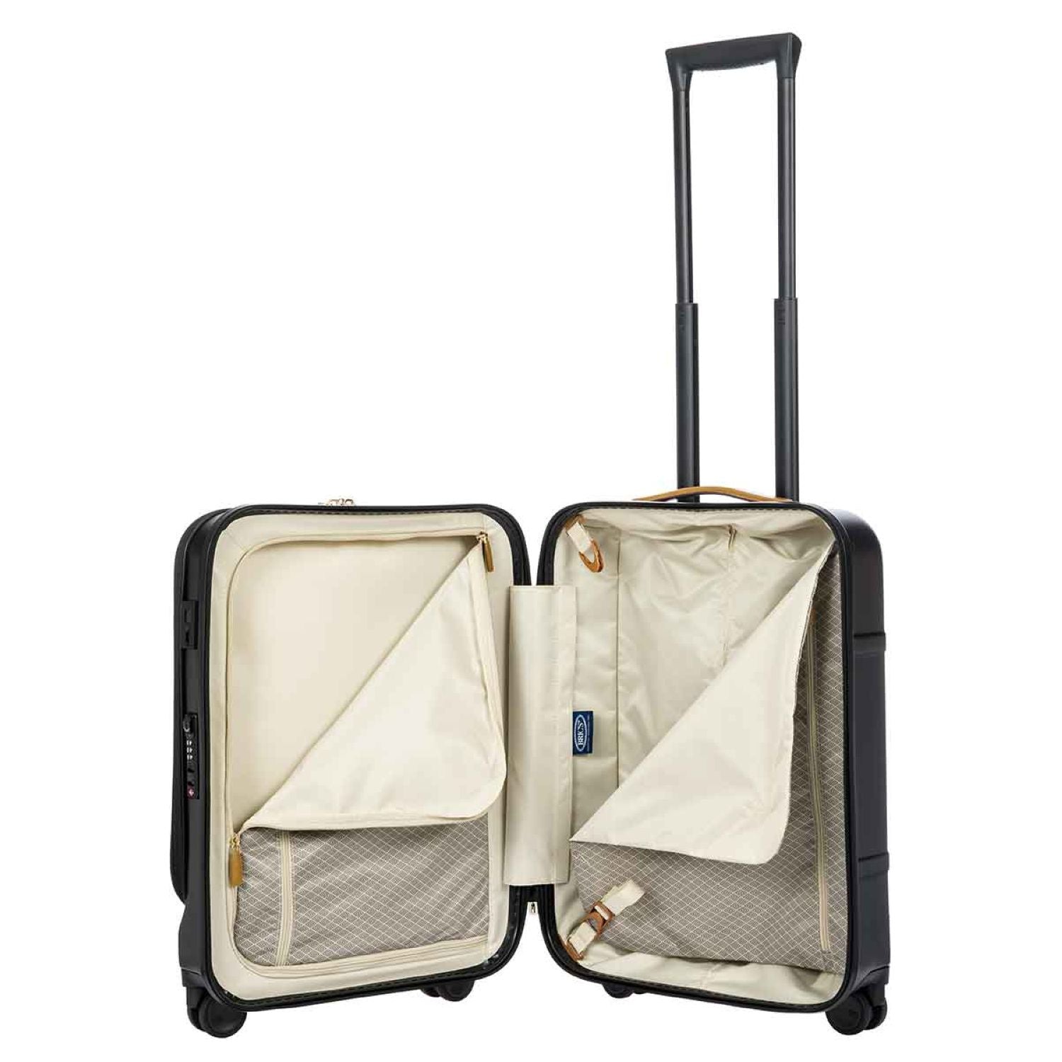BRIC'S Bellagio 2 21" Carry-On Luggage With Front Access Opening Spinner And Pocket With USB (Black/Tobacco)