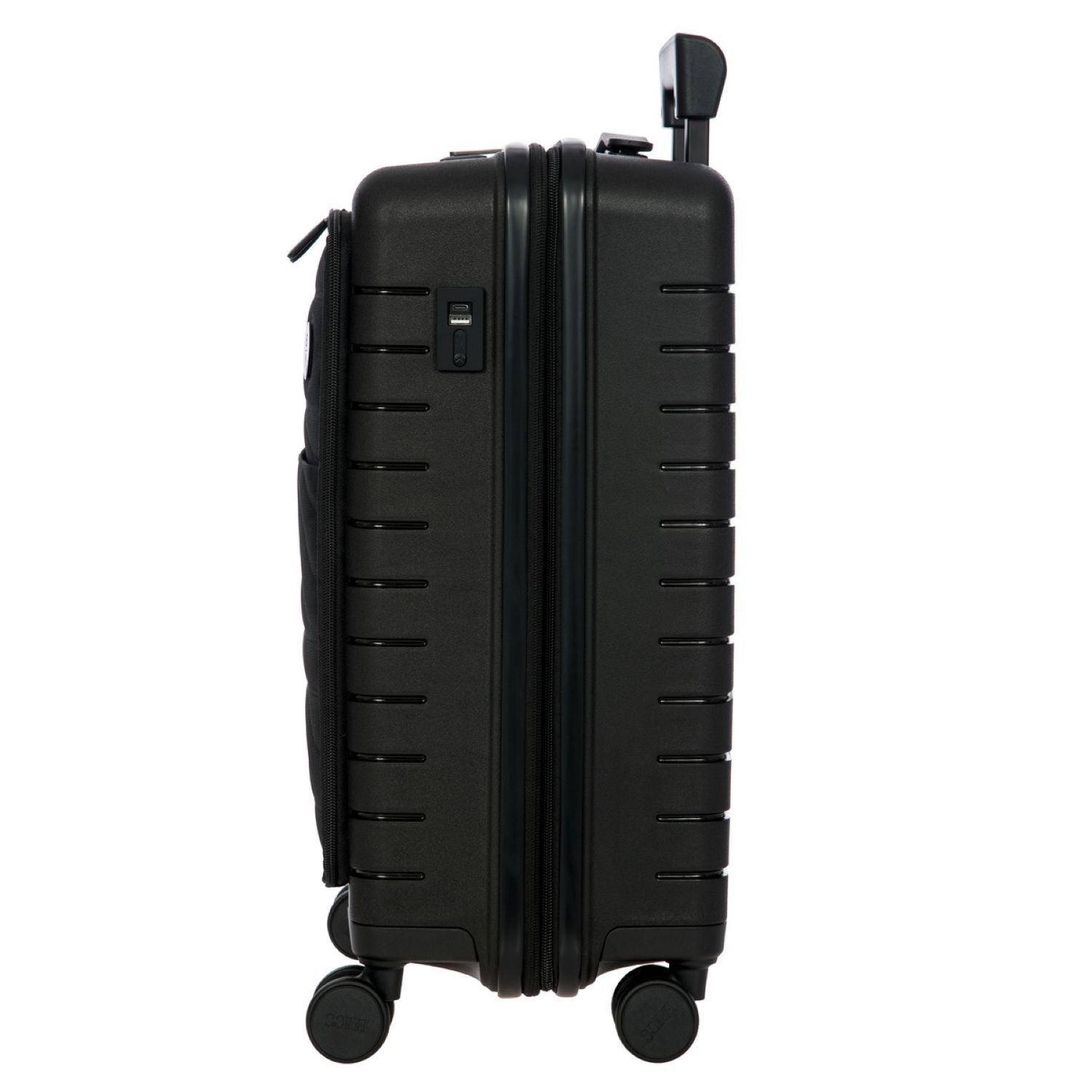 BRIC'S Ulisse 21" Expandable Carry On Luggage Spinner With Front Pocket (Black)