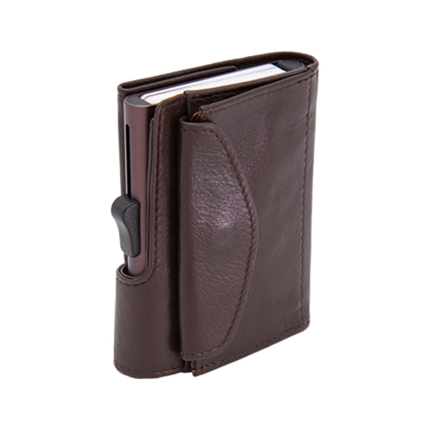C-Secure XL Italian Leather Wallet with Coin Pouch - Mogano/Brown