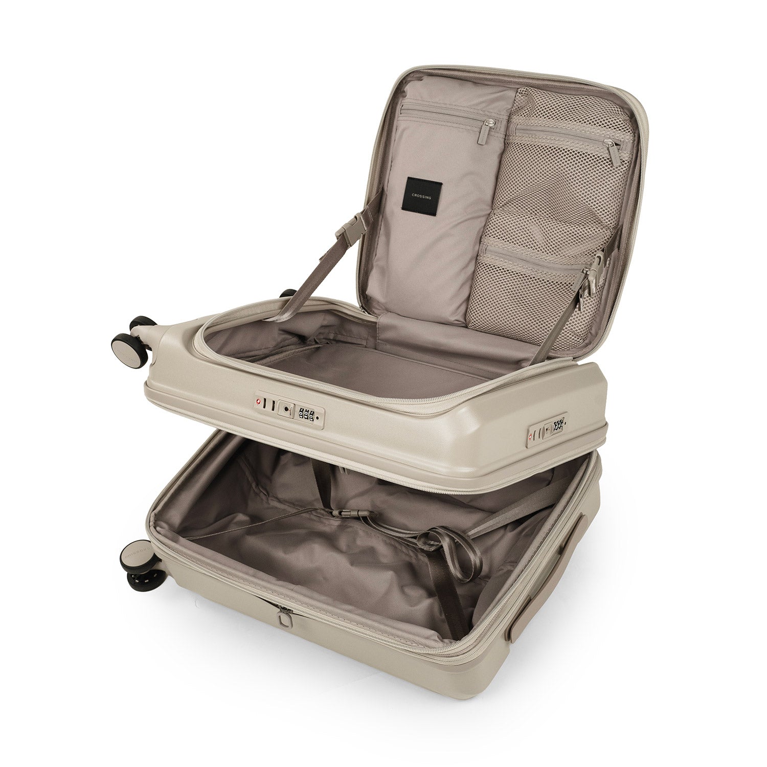 CROSSING INVI 20" Carry On Expandable Luggage With Front & Middle Access - Taupe