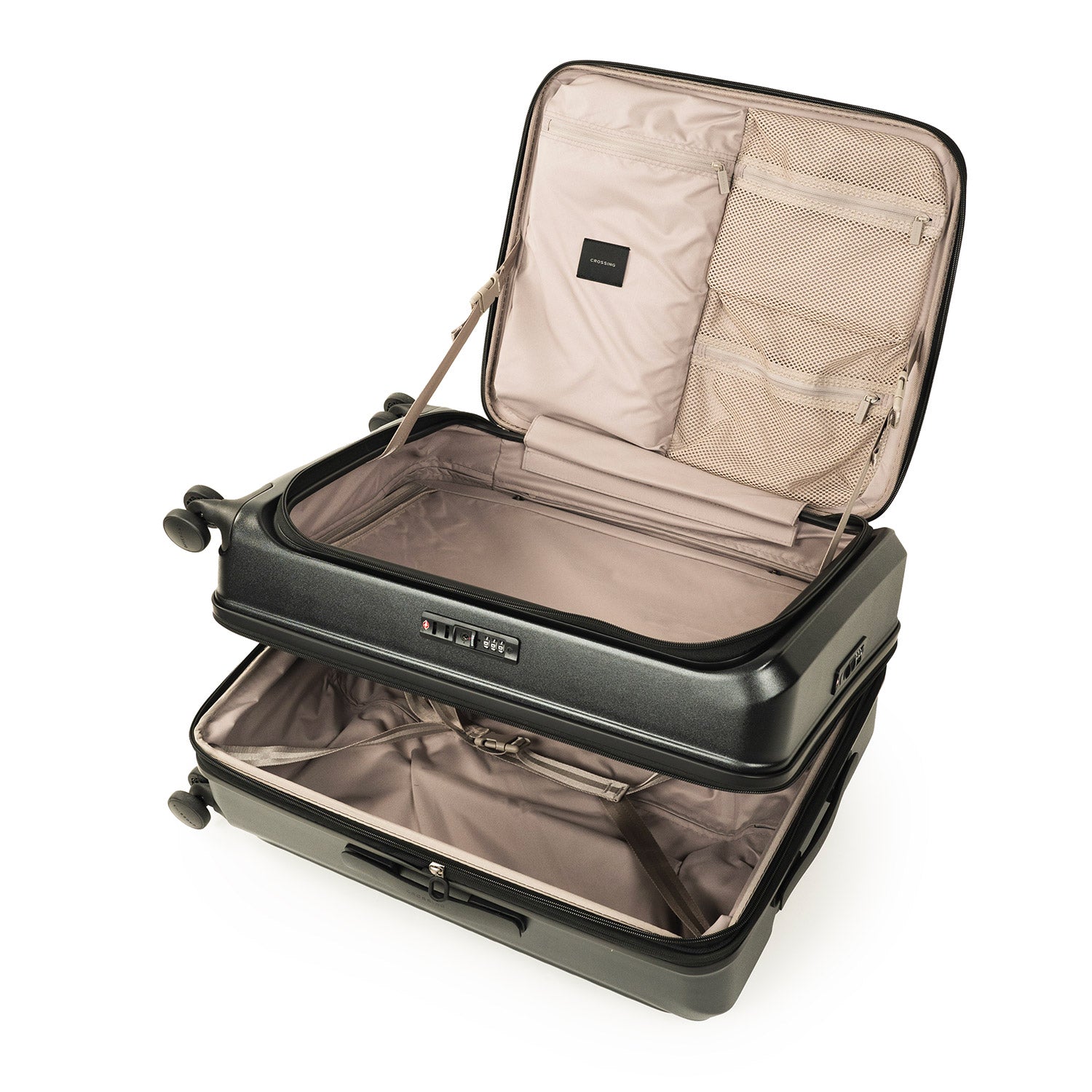 CROSSING INVI 25" Medium Expandable Luggage With Front & Middle Access - Black