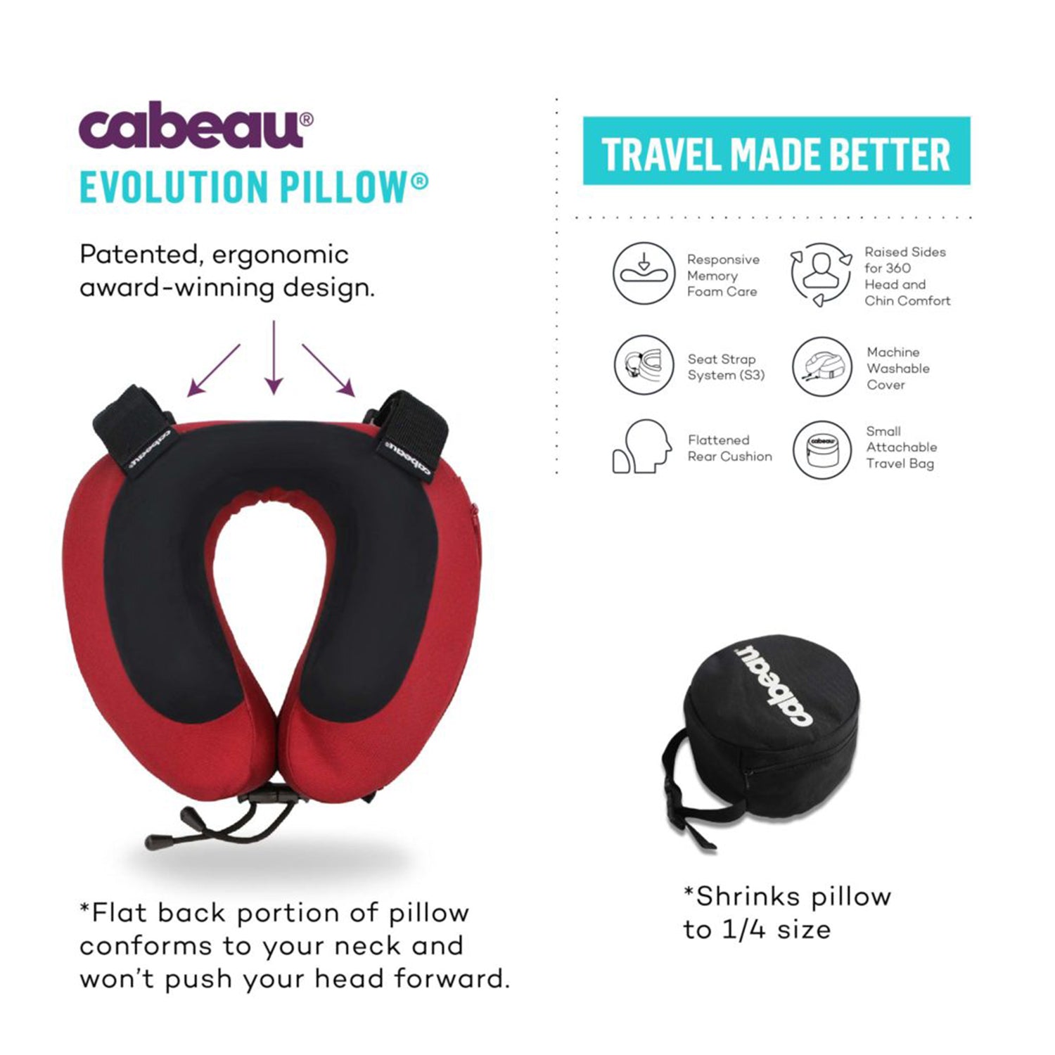 Cabeau Evolution S3 Travel Neck Pillow - Jet Black