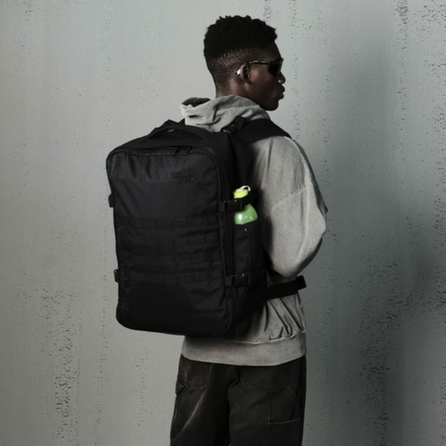 Cabinzero Military Cabin Bag With Luggage Trackers 44L (Absolute Black)