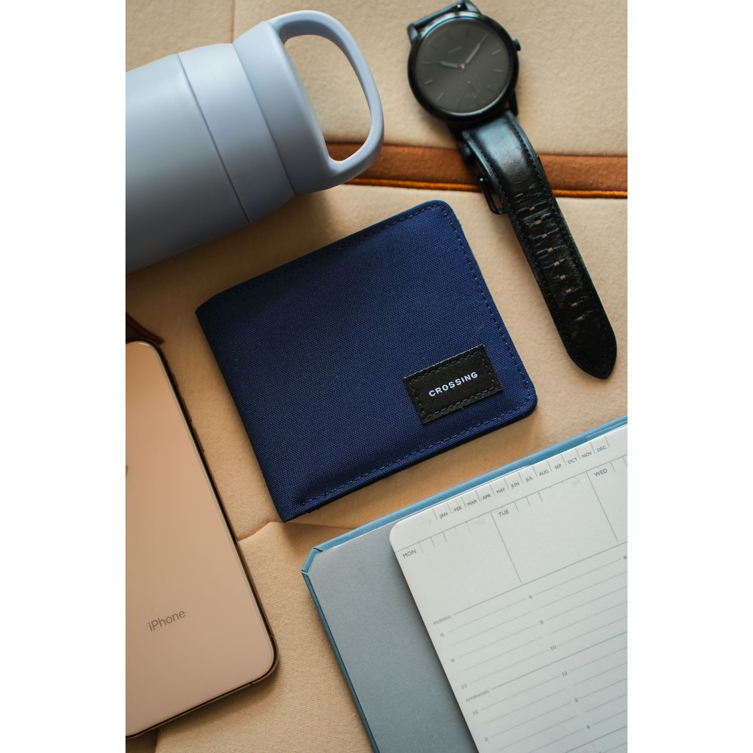 Crossing Bifold Wallet with Coin Pocket & Card Flap RFID - Navy