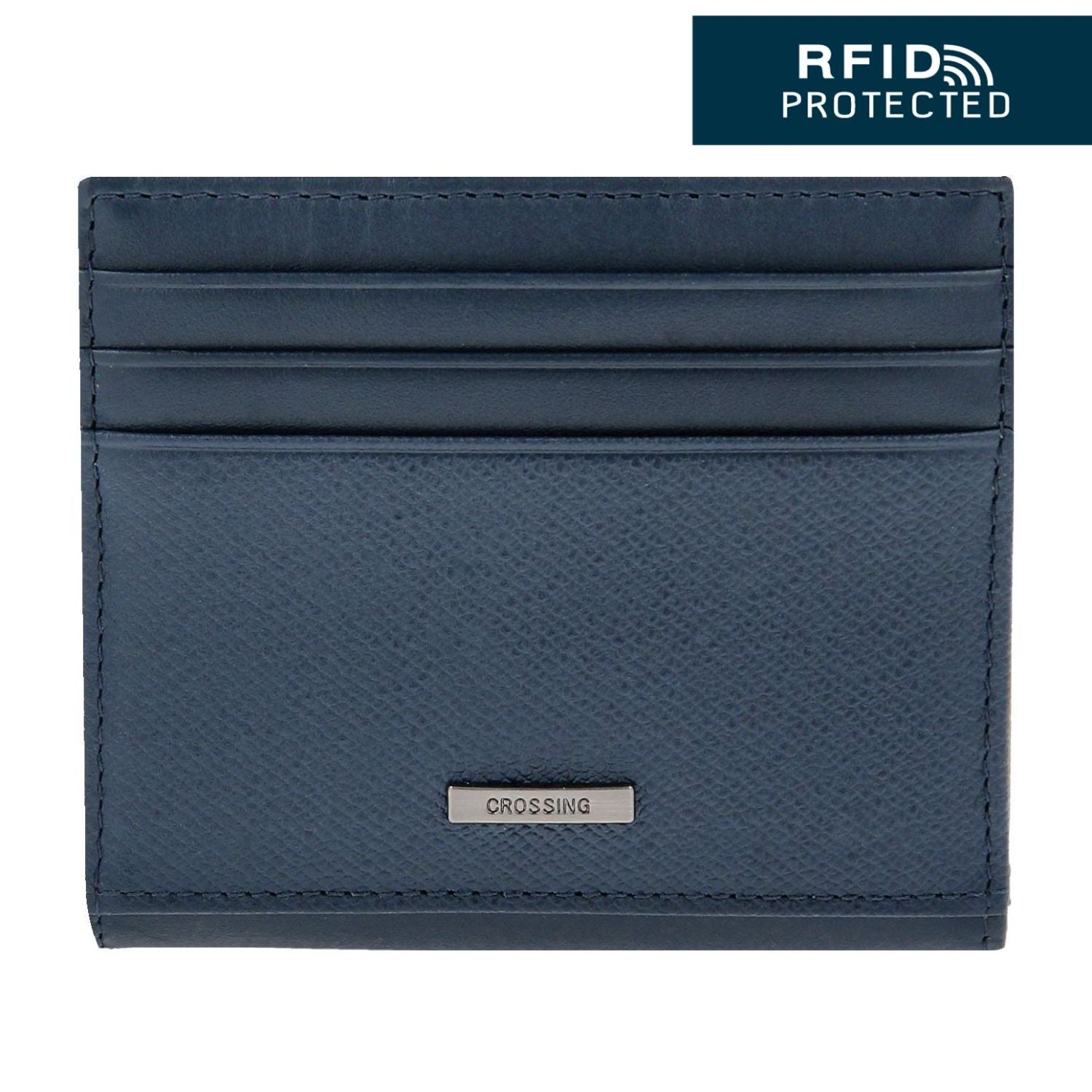 Crossing Elite Leather Card Case With Button Closure RFID - Jeans