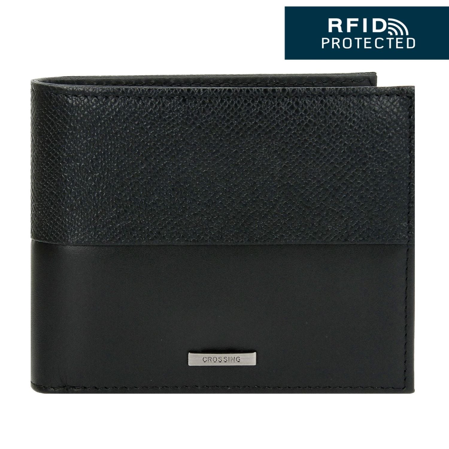 Crossing Infinite Bi-Fold Leather Wallet With Window And Coin Pocket RFID - Black